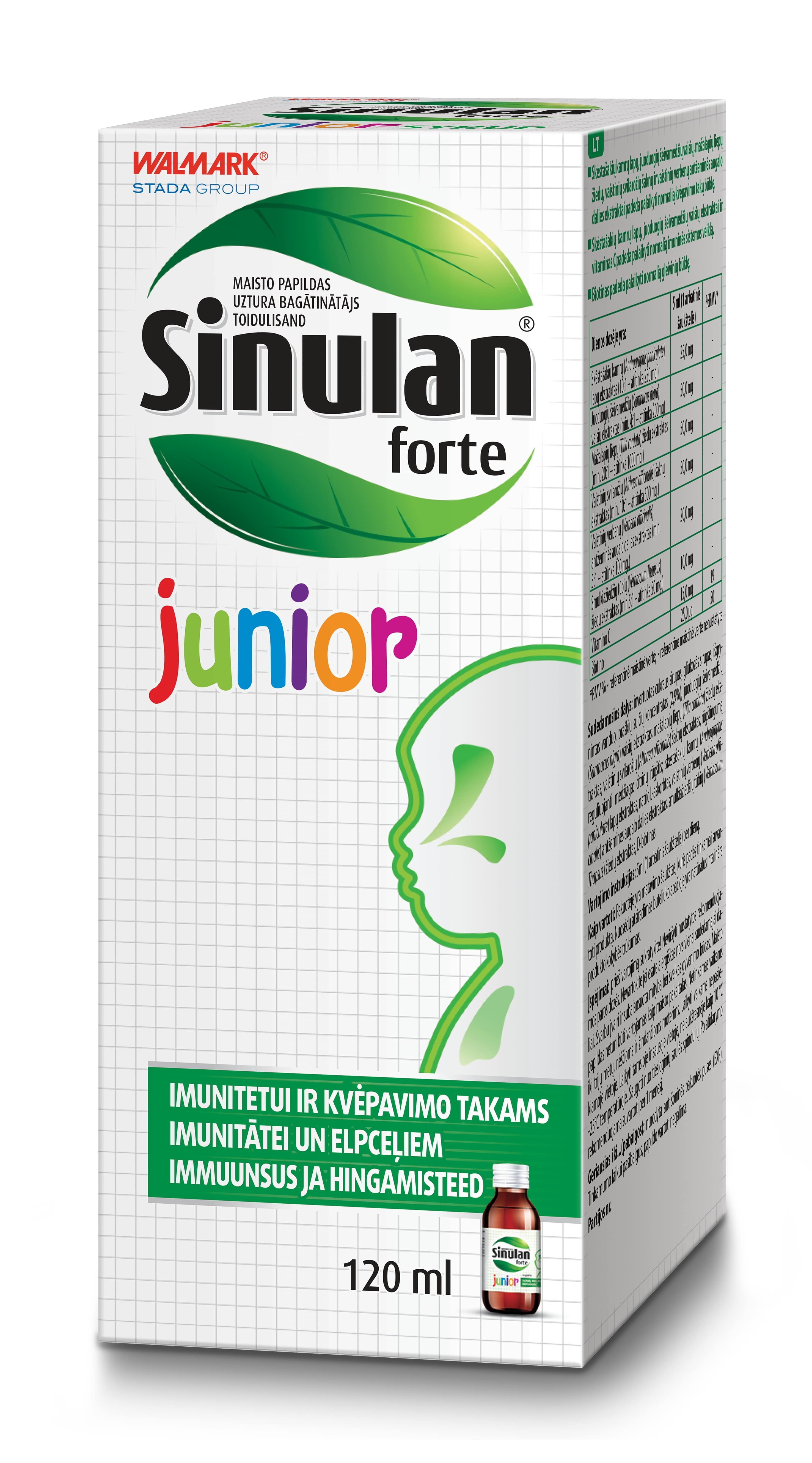 SINULAN Forte Junior sīrups, 120 ml - Produkta attēls 