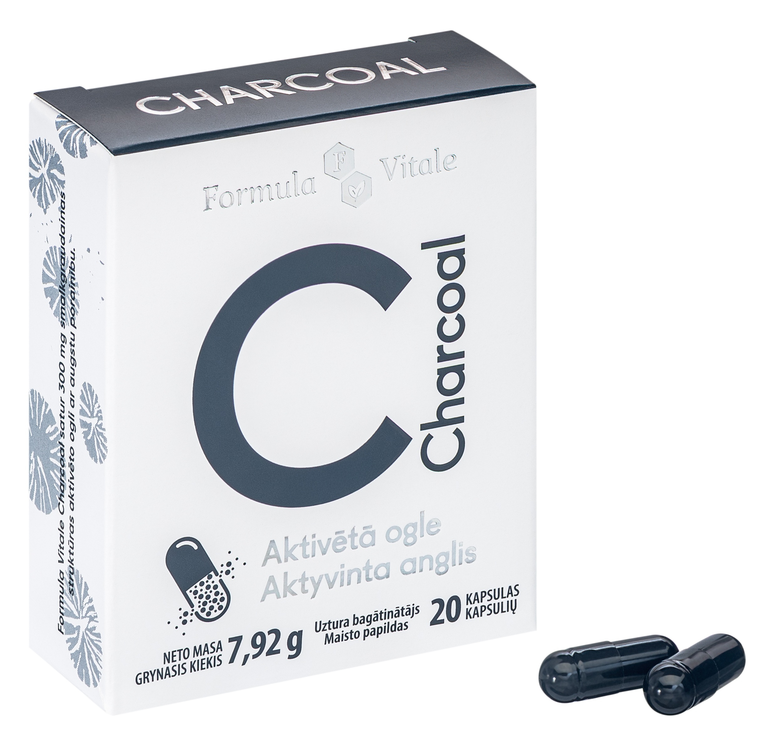 FORMULA VITALE Aktivētā Ogle 300mg kapsulas, 20 gab. - Produkta attēls 