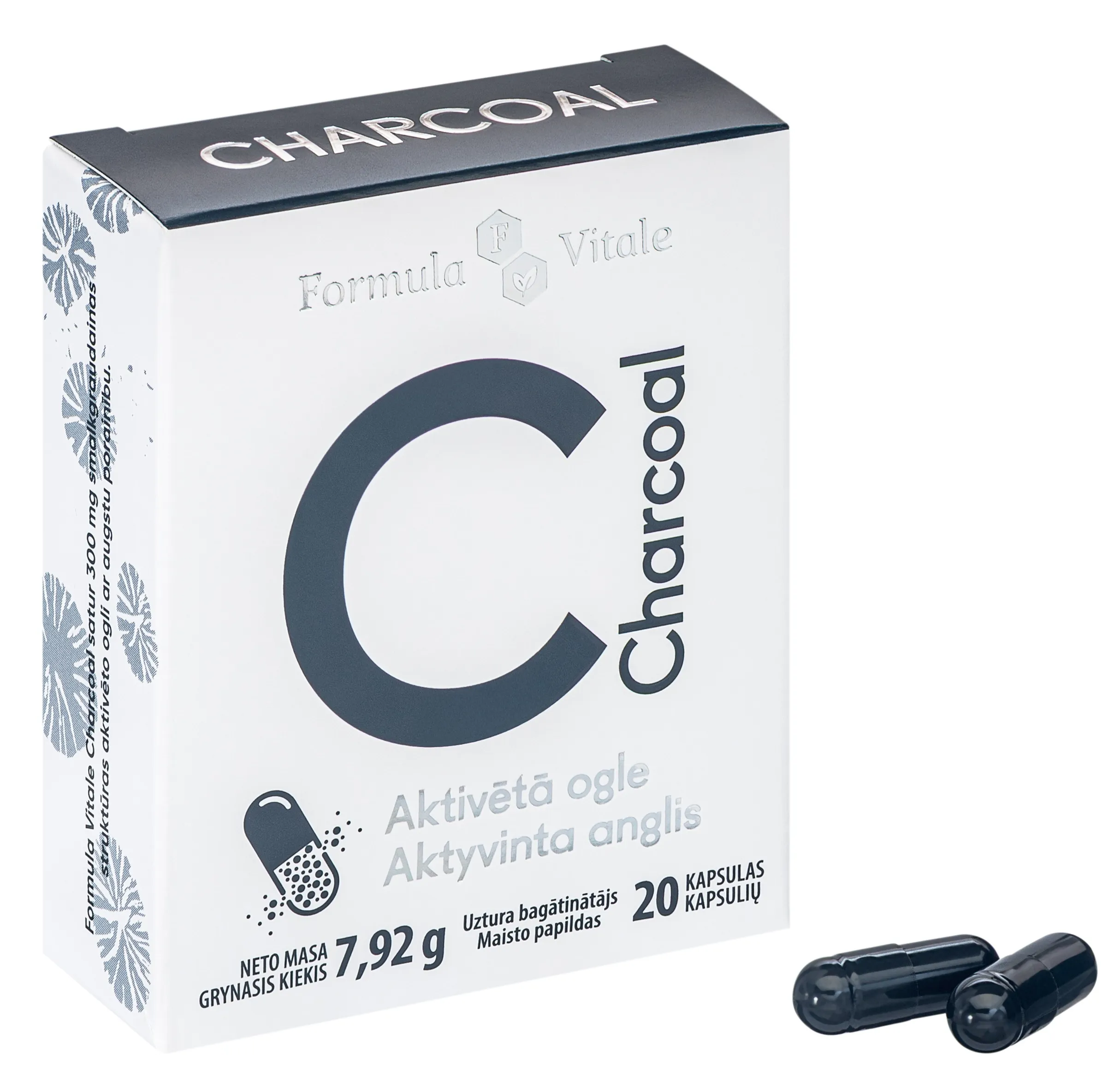 FORMULA VITALE Aktivētā Ogle 300mg kapsulas, 20 gab. - Produkta attēls 