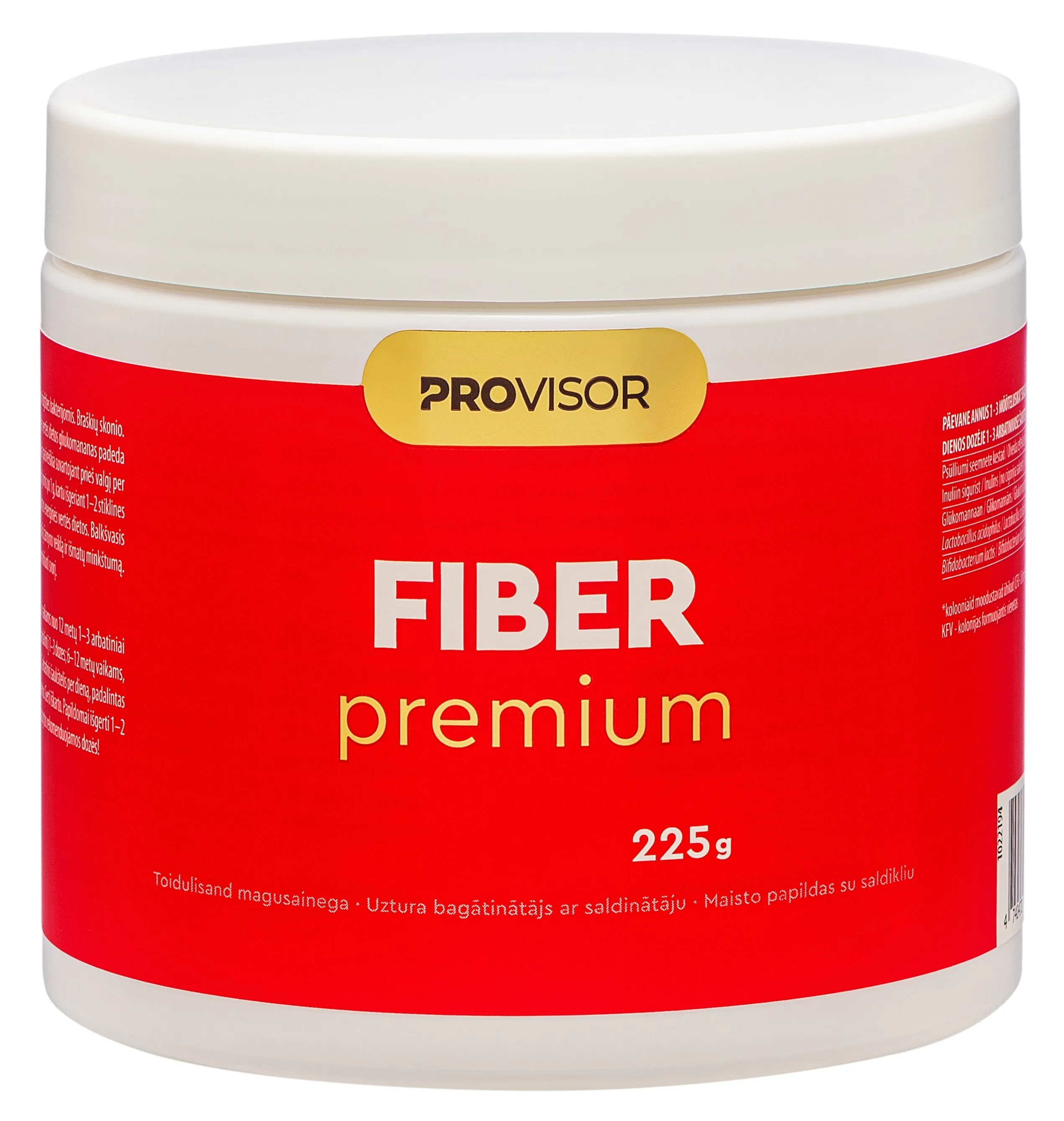 PROVISOR Fiber Premium pulveris ar zemeņu garšu, 225 g - Produkta attēls 