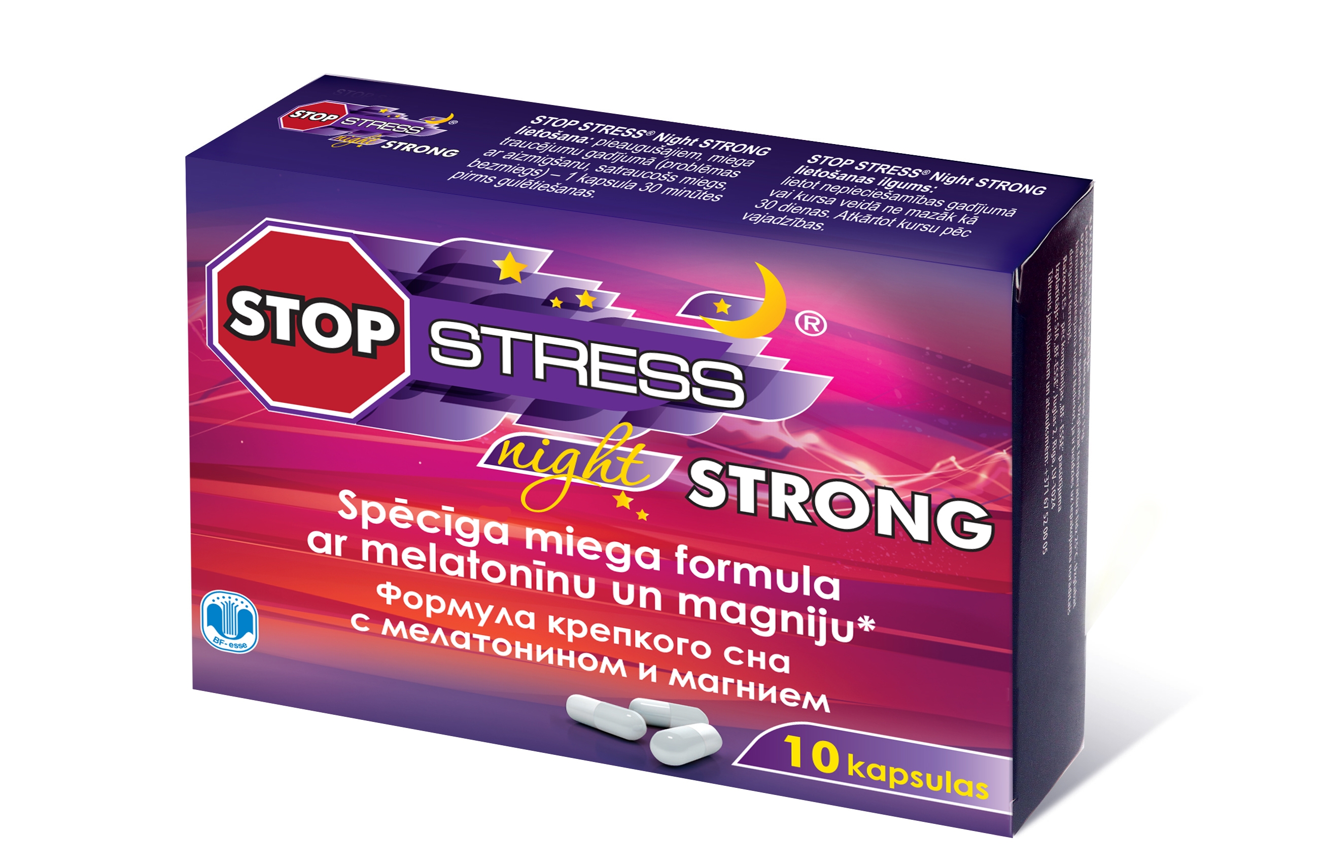 STOP-STRESS Night Strong kapsulas, 10 gab - Produkta attēls 