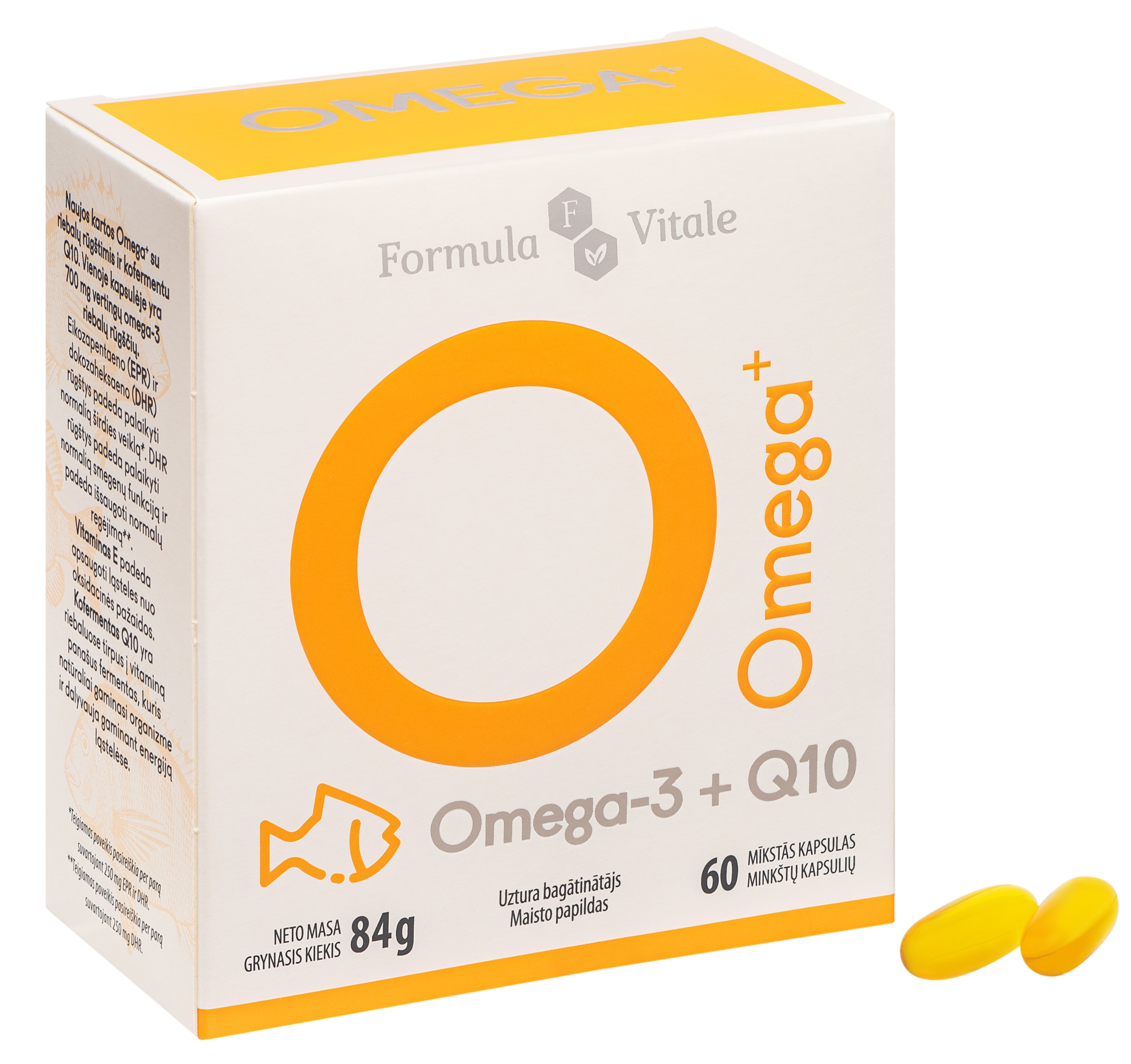 FORMULA VITALE Omega+Q10 kapsulas, 60 gab. - Produkta attēls 