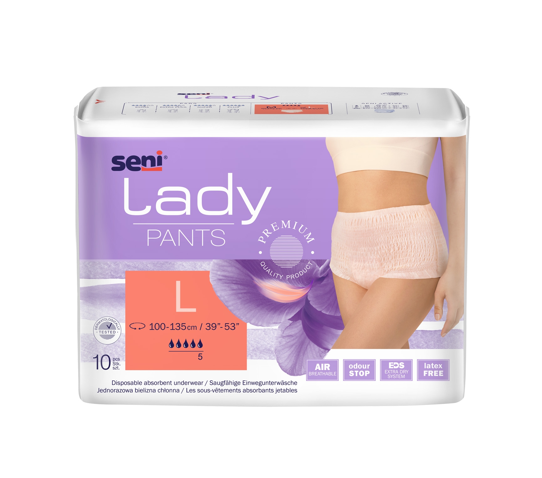 SENI LADY PANTS uzsūcoša apakšveļa sievietēm, L izmērs, 10 gab. - Produkta attēls 