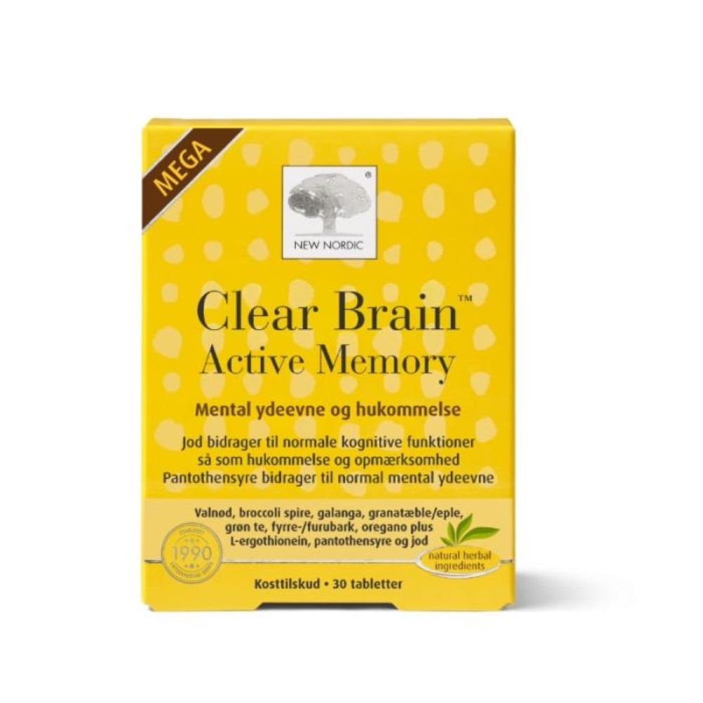 NEW NORDIC Clear Brain Active Memory Mega tabletes, 30 gab. - Produkta attēls 