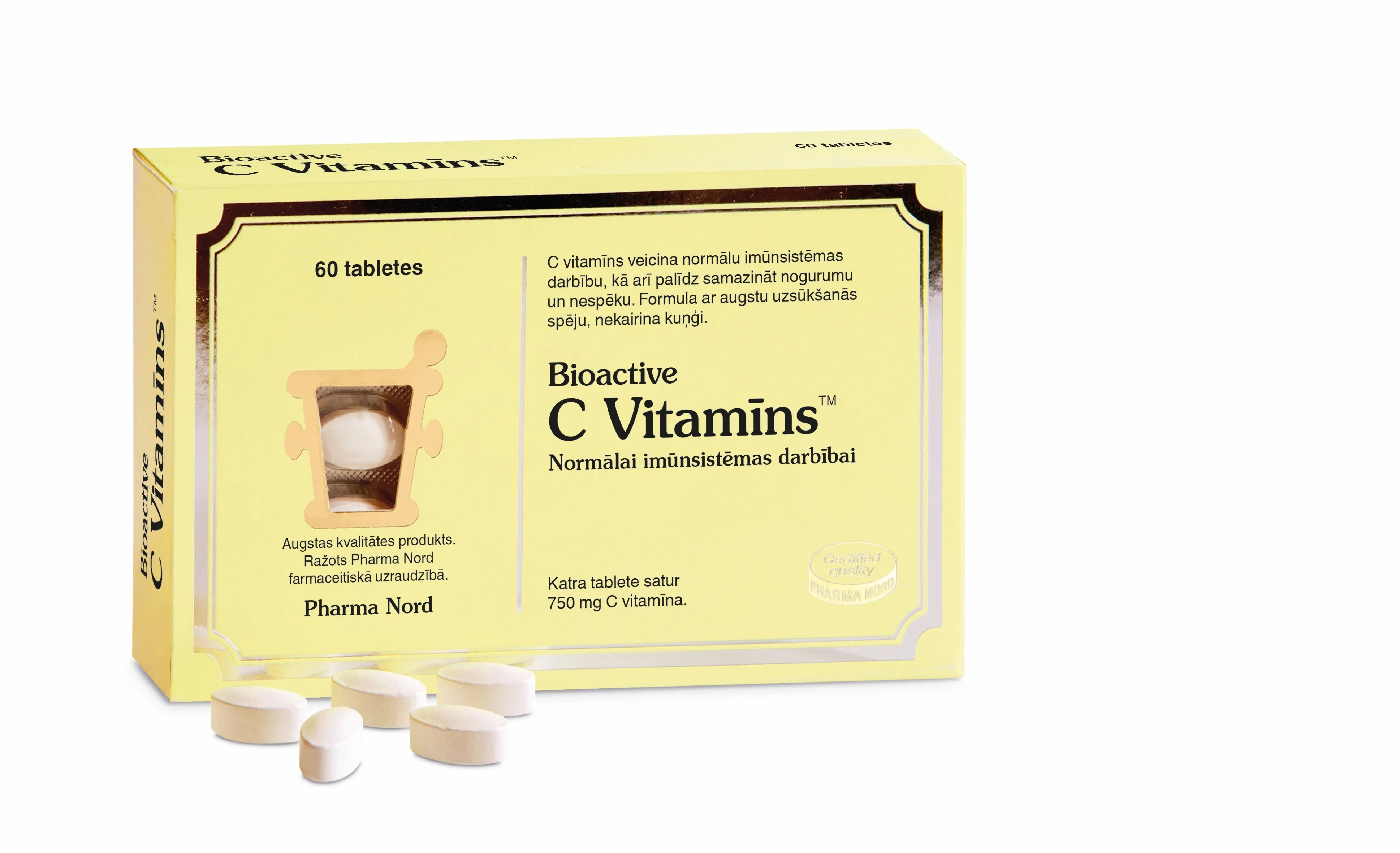 BIOACTIVE C vitamīns 750 mg tabletes, 60 gab - Produkta attēls 