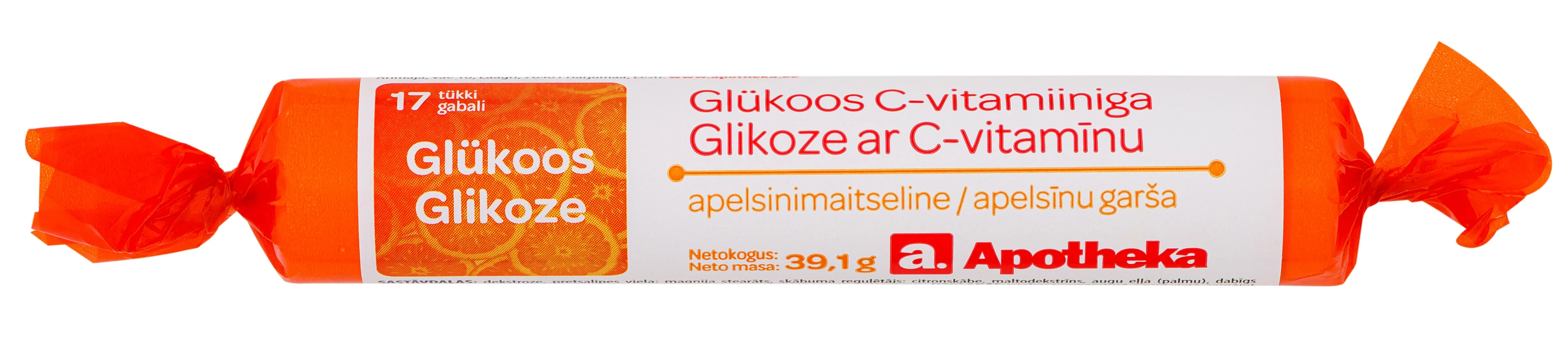APOTHEKA Glikoze ar C vitamīnu (apelsīna garša), 17 gab - Produkta attēls 