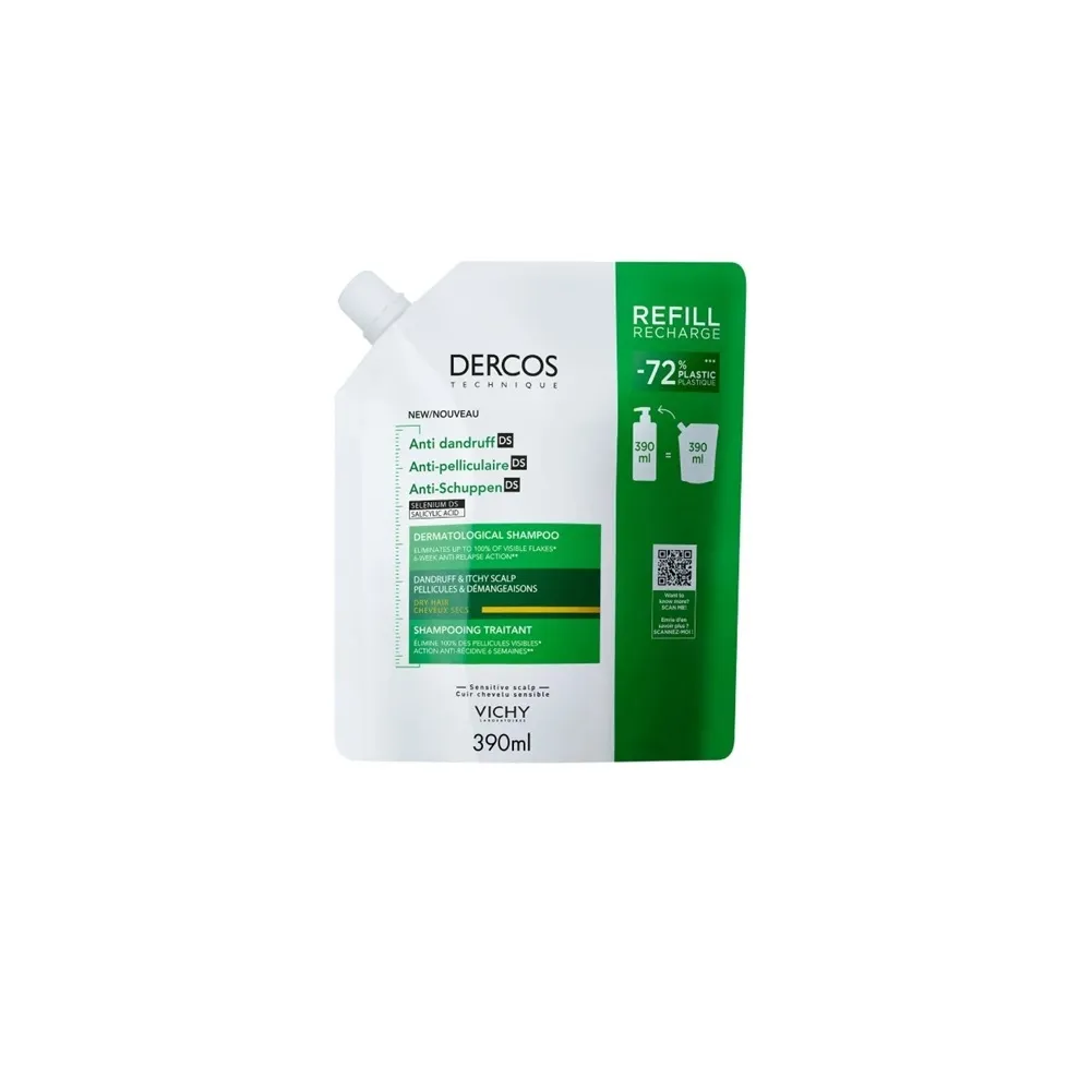 VICHY Dercos DS pretblaugznu šampūns sausiem matiem Refill 390ml - Produkta attēls 5
