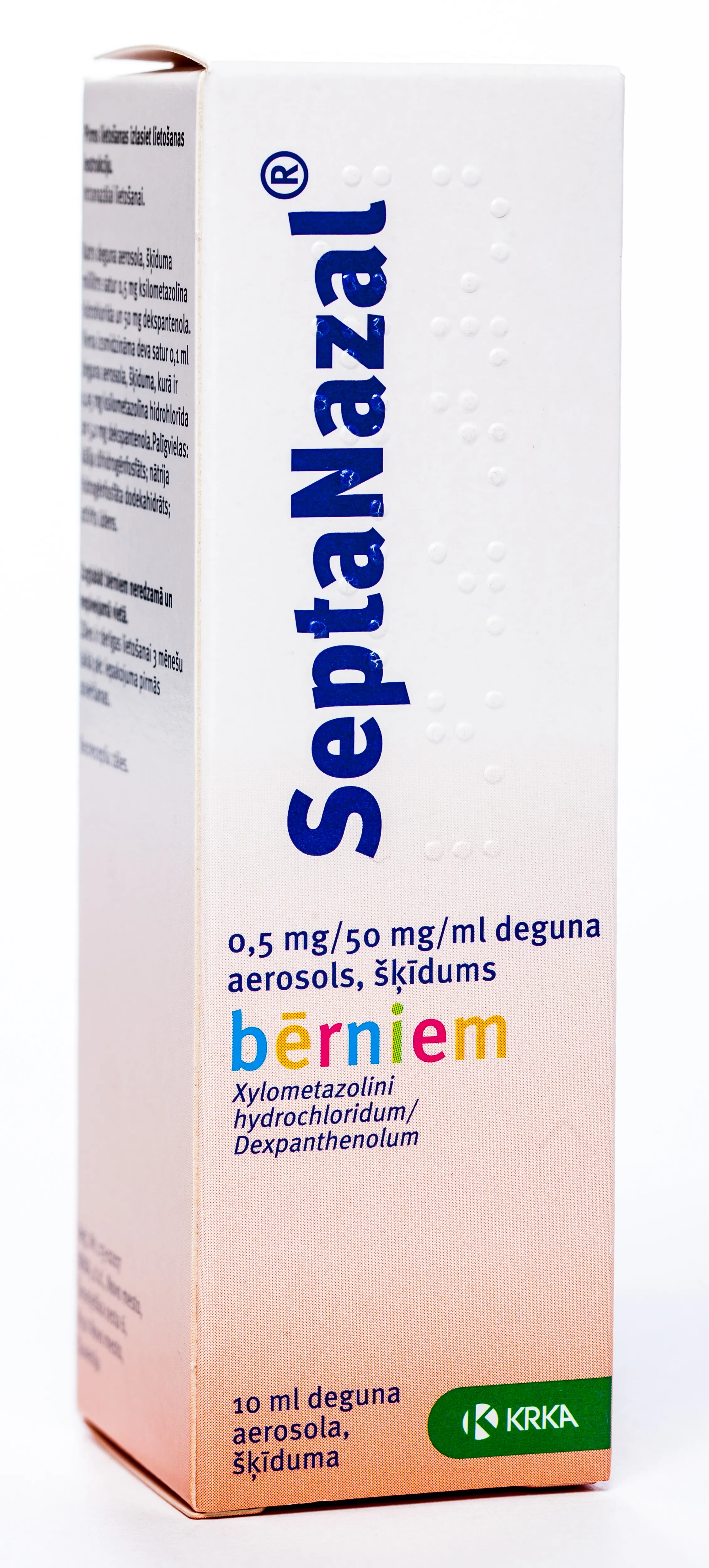 SEPTANAZAL 0.5 mg/ 50 mg/ ml deguna aerosols (bērniem), 10 ml - Produkta attēls 