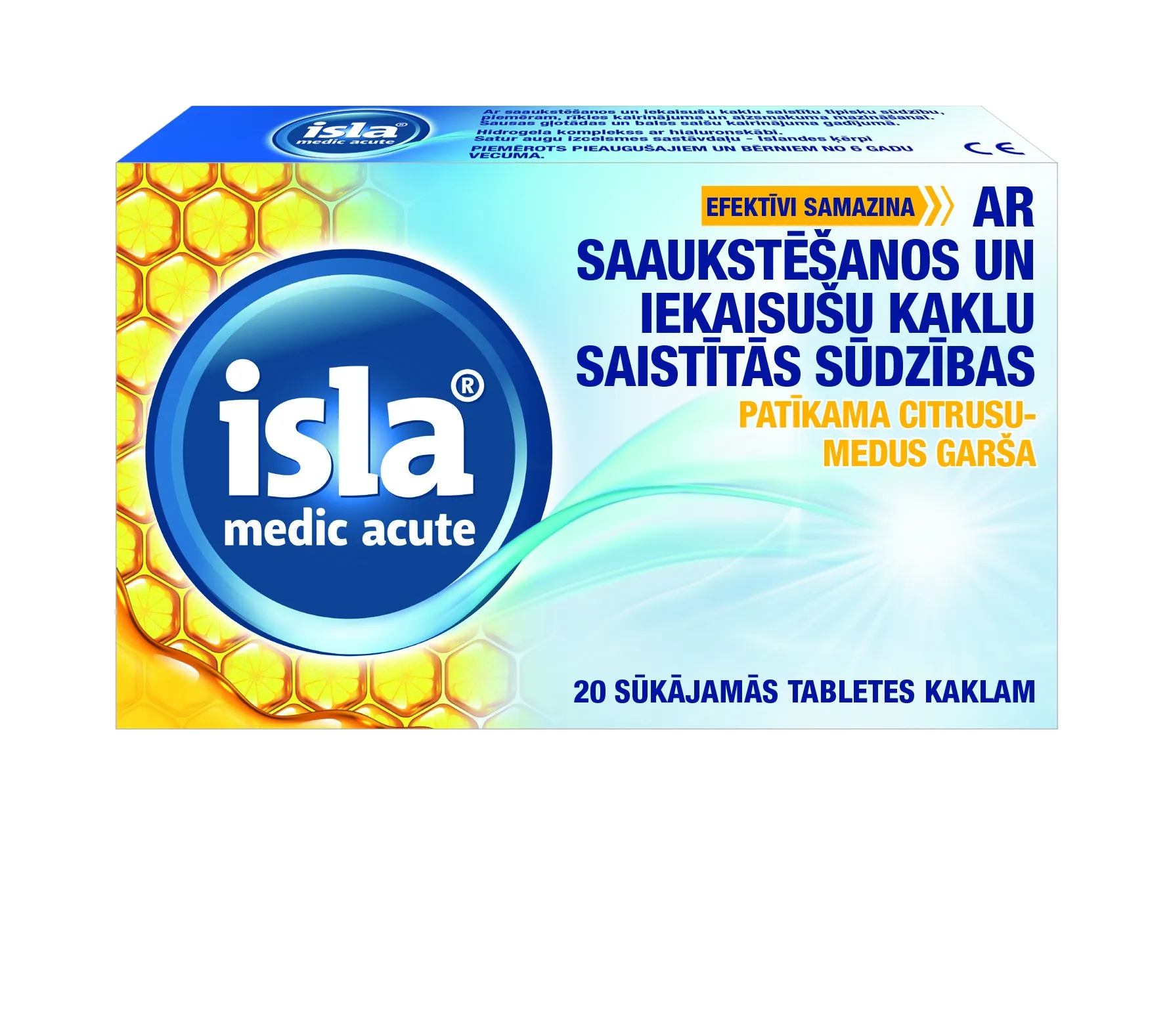ISLA Medic Acut pastilas ar citrusu-medus garšu, 20 gab. - Produkta attēls 