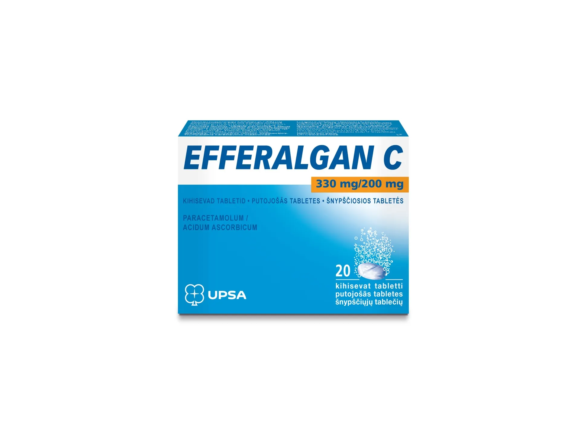 EFFERALGAN+  vitamīns C putojošās tabletes, 20 gab. - Produkta attēls 