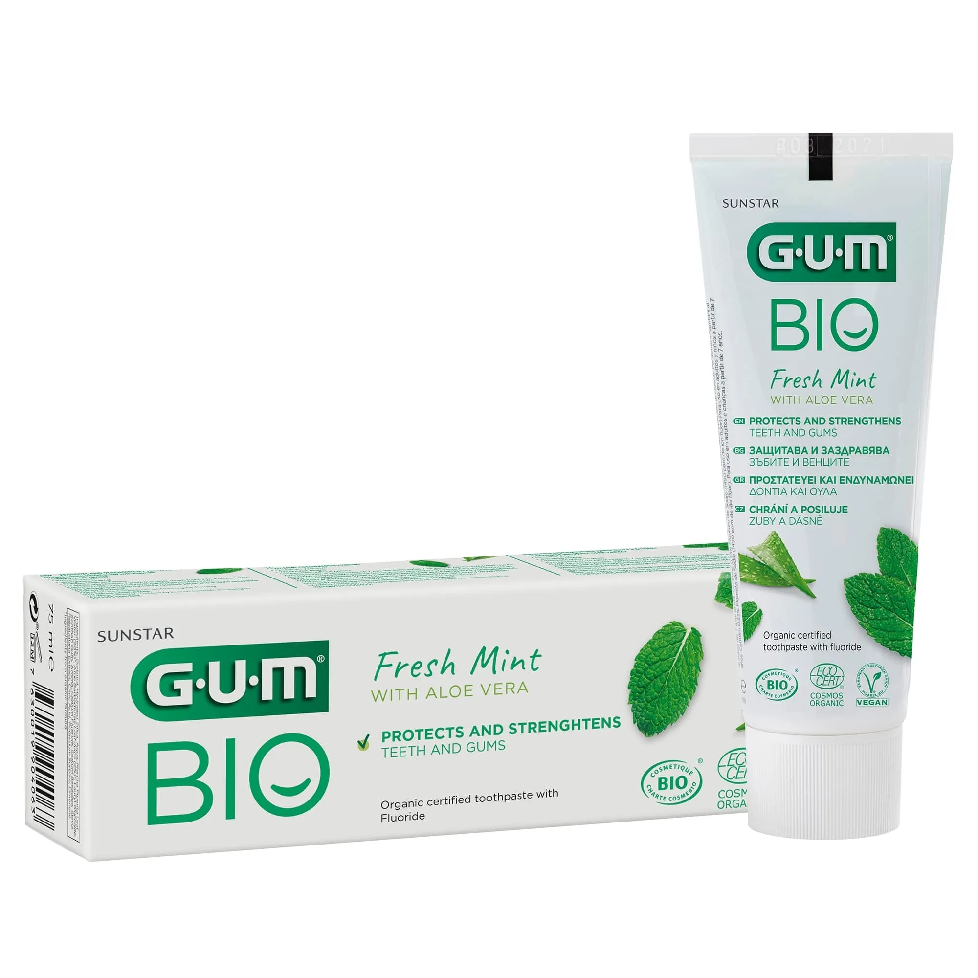 GUM® Bio Fresh Mint with Aloe Vera organiskā zobu pasta ar fluorīdu, 7 - Produkta attēls 