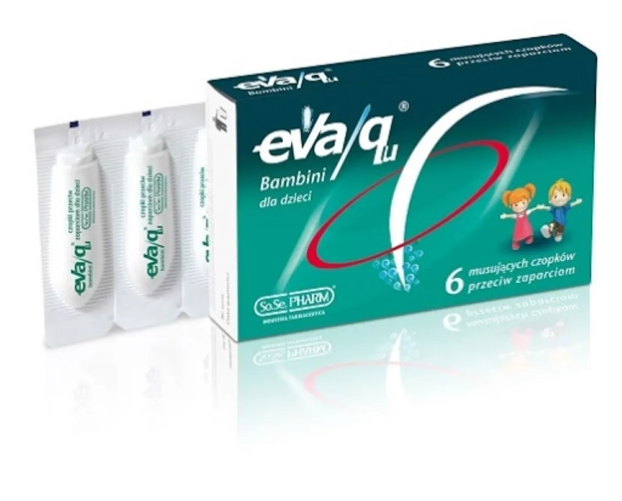 Eva/qu® rektālās svecītes bērniem, 6 gab. - Produkta attēls 