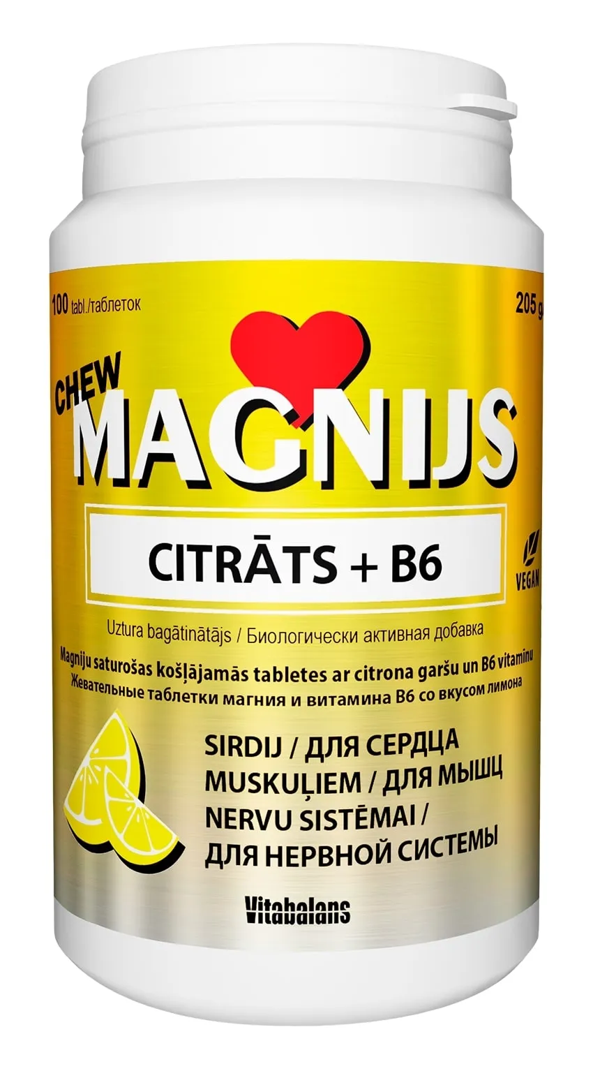 MAGNIJS Chew 375 mg + B6 citrāts, 100 gab - Produkta attēls 