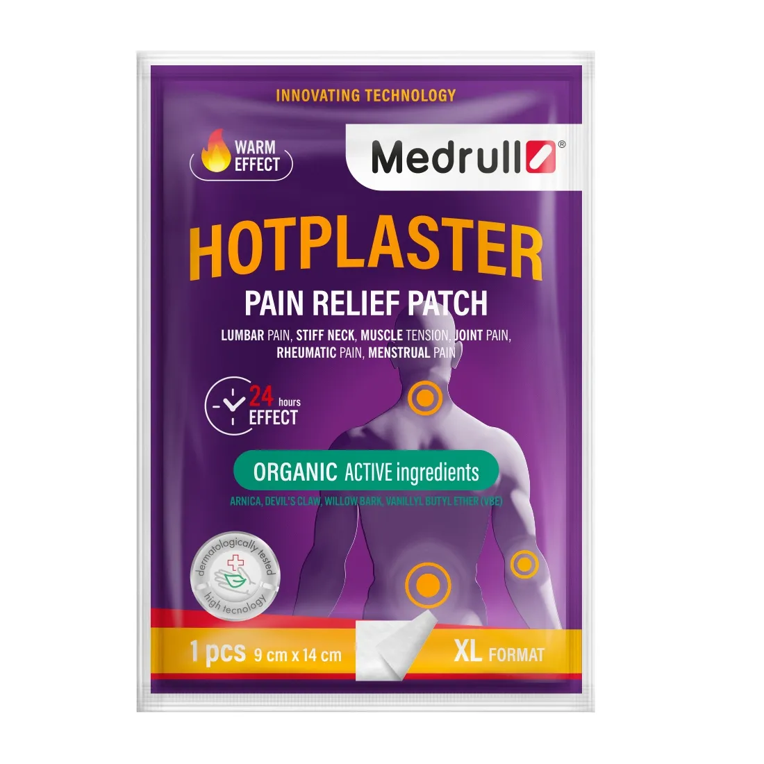 MEDRULL Hotplaster Arnica plāksteris (ar sildošo efektu) 9x14cm, 1 - Produkta attēls 