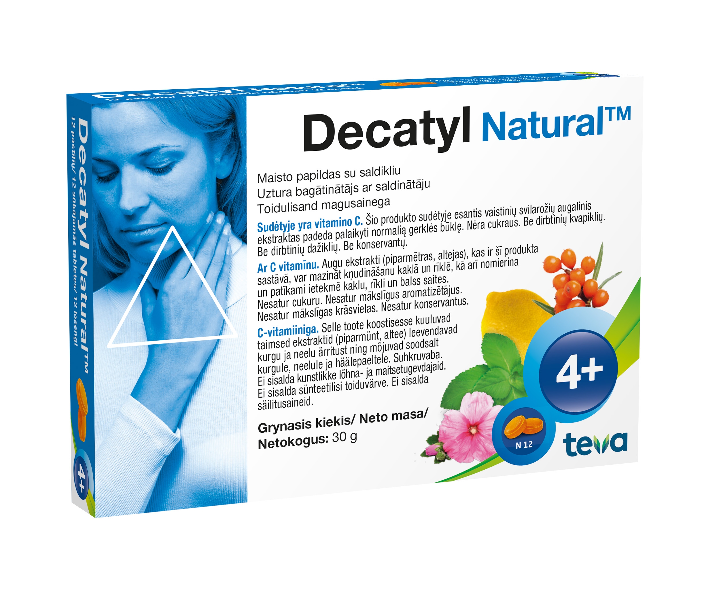 DECATYL NATURAL™ sūkājamās tabletes, 12 gab. - Produkta attēls 