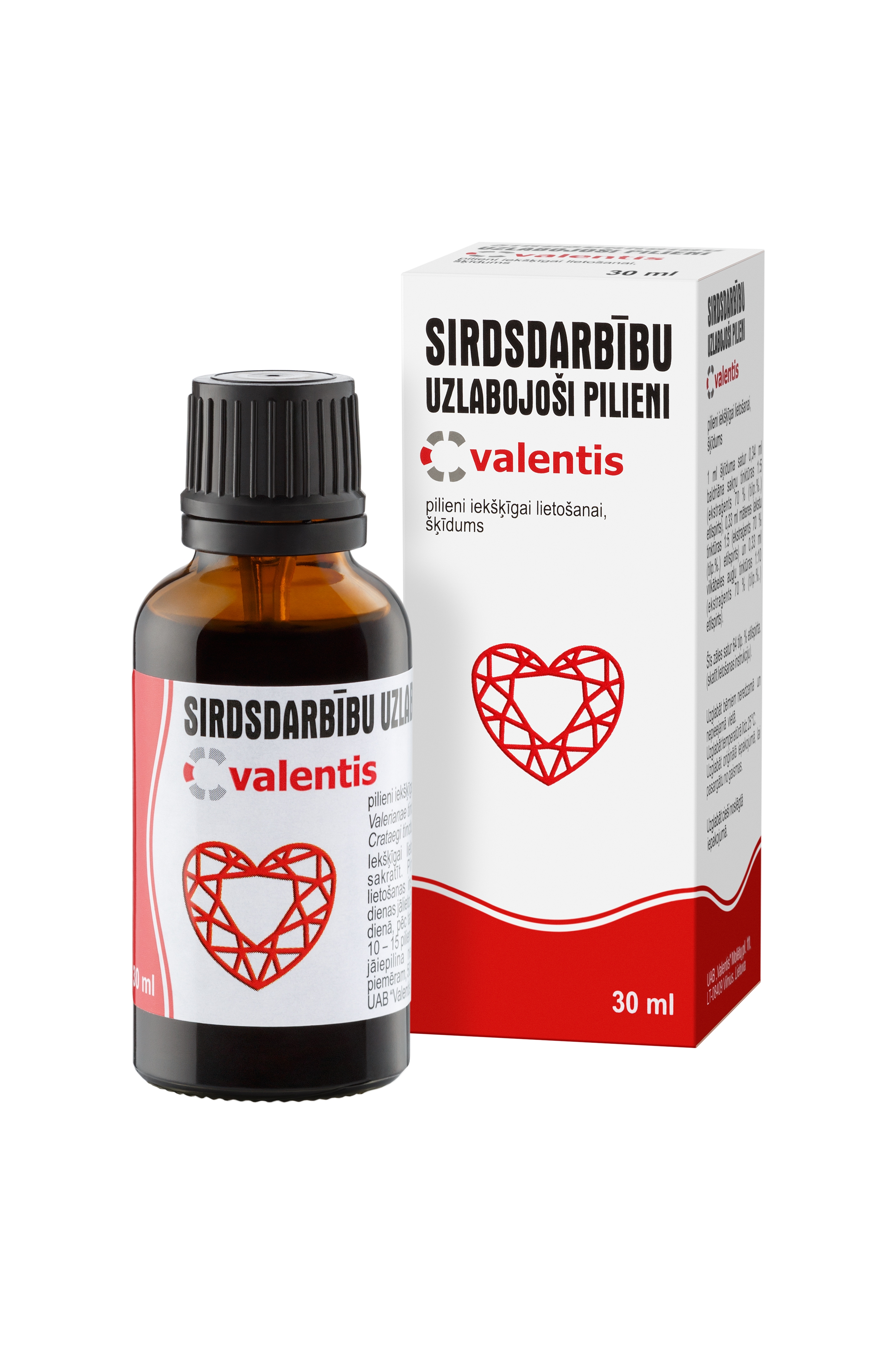 SIRDS DARBĪBU UZLABOJOŠIE PILIENI 30ML (VALENTIS) - Produkta attēls 