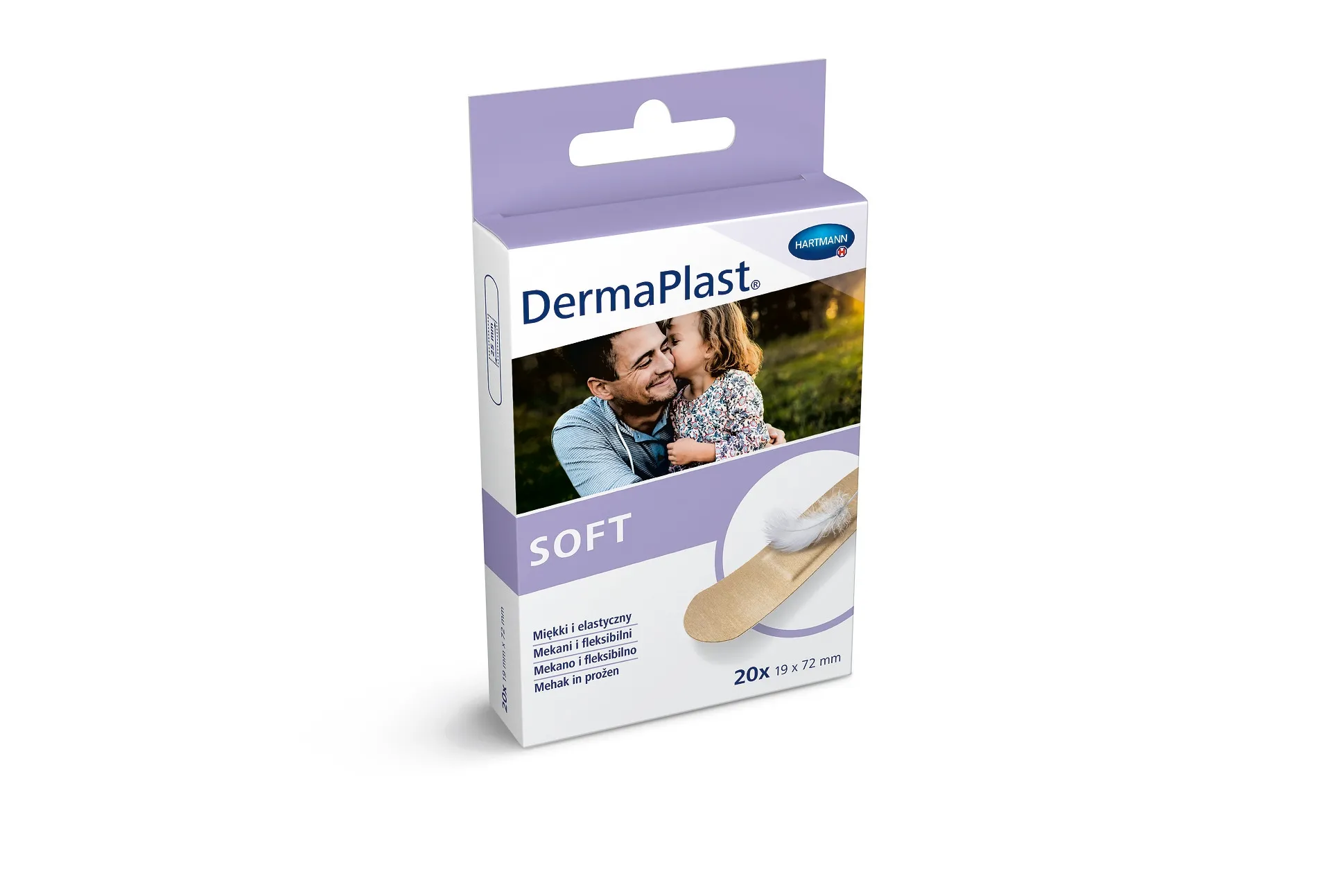 DERMAPLAST Soft plāksteri (19 x 72 mm), 20 gab - Produkta attēls 
