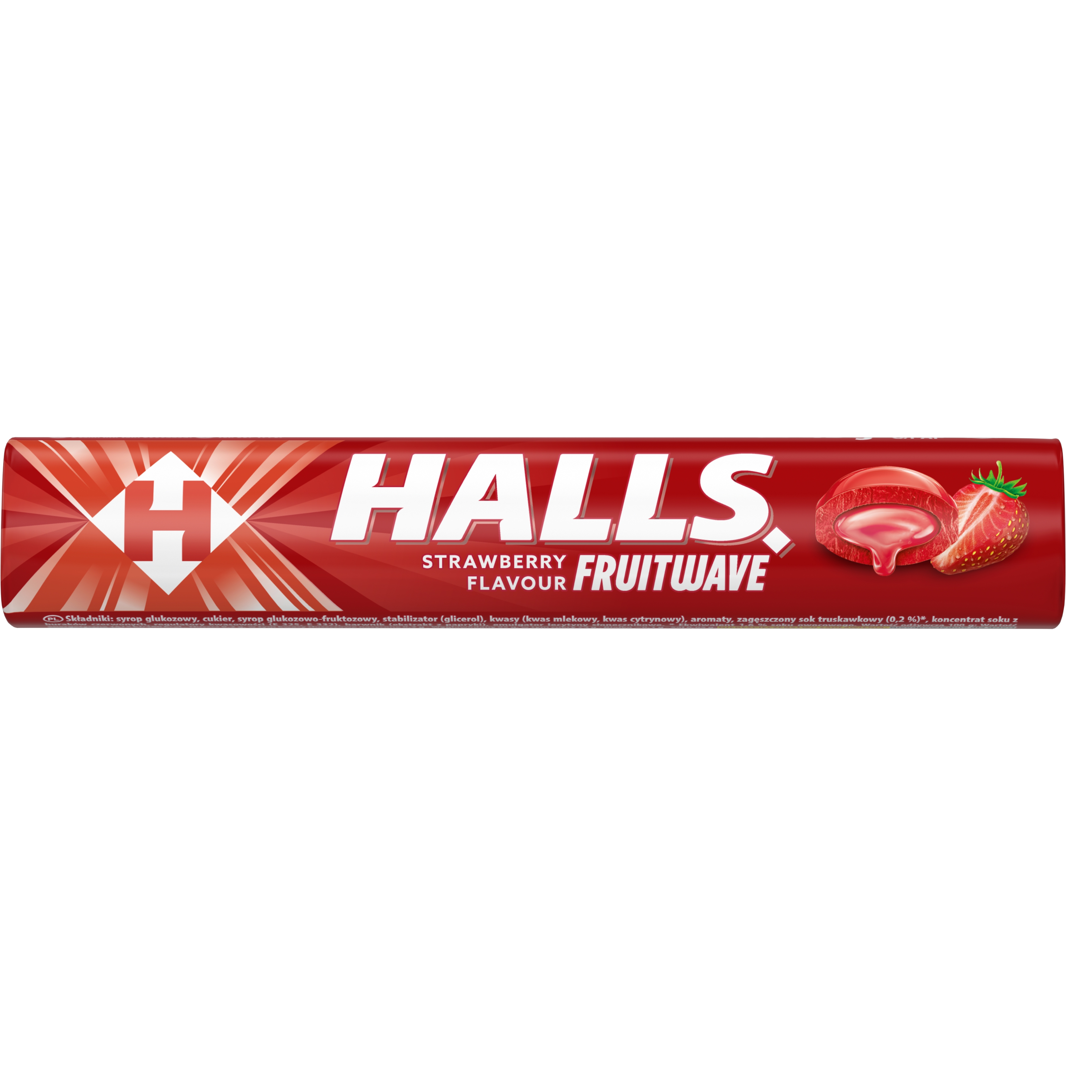 HALLS Fruit Wave ledenes ar zemeņu garšu, 45 g - Produkta attēls 