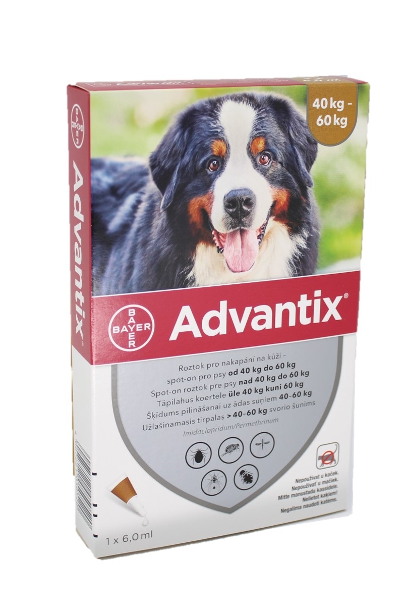 ADVANTIX 600/3000MG ŠĶĪD 6ML SUŅIEM 40-60KG N1 - Produkta attēls 