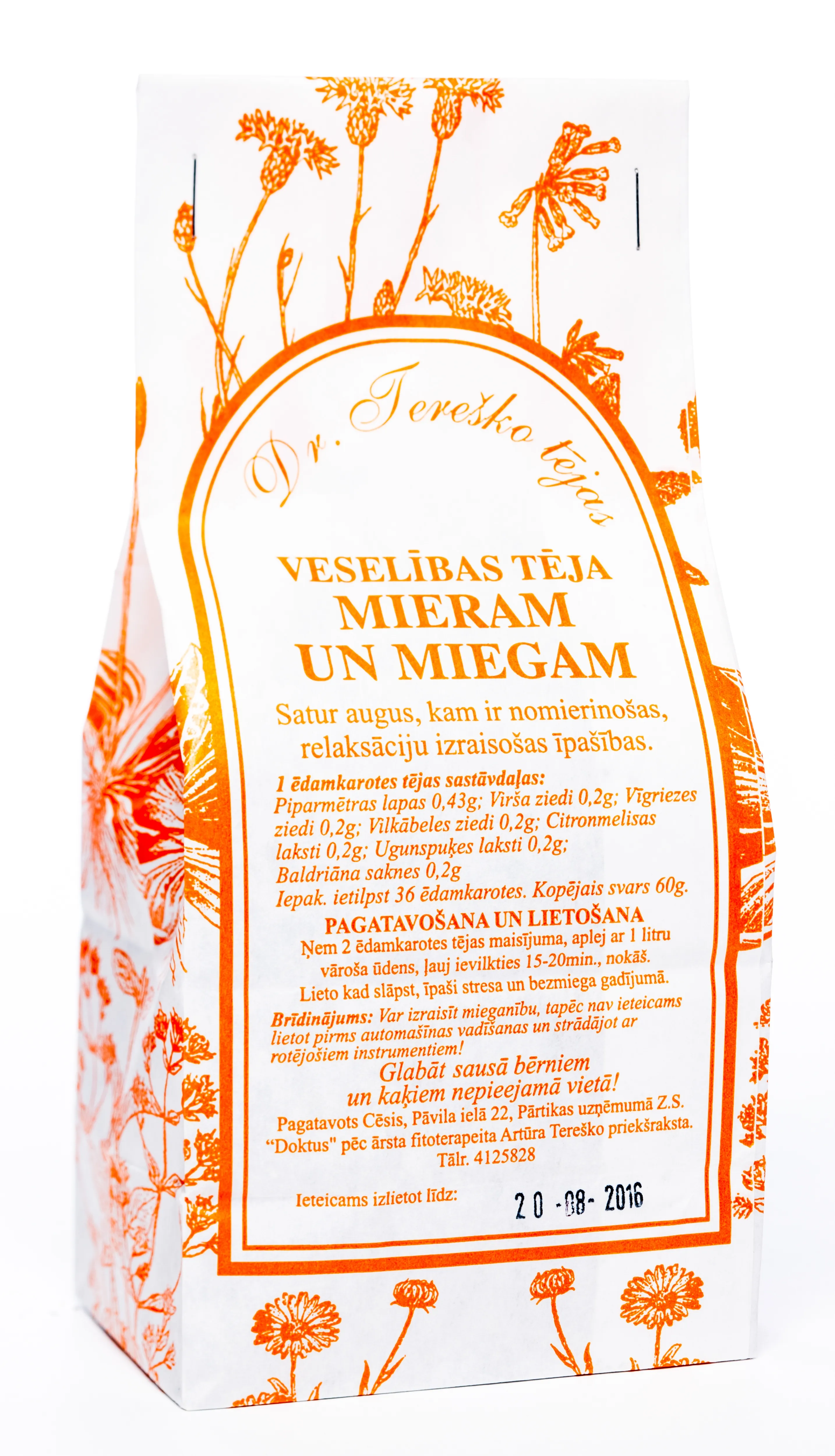 TEREŠKO tēja mieram un miegam, 60 g. - Produkta attēls 