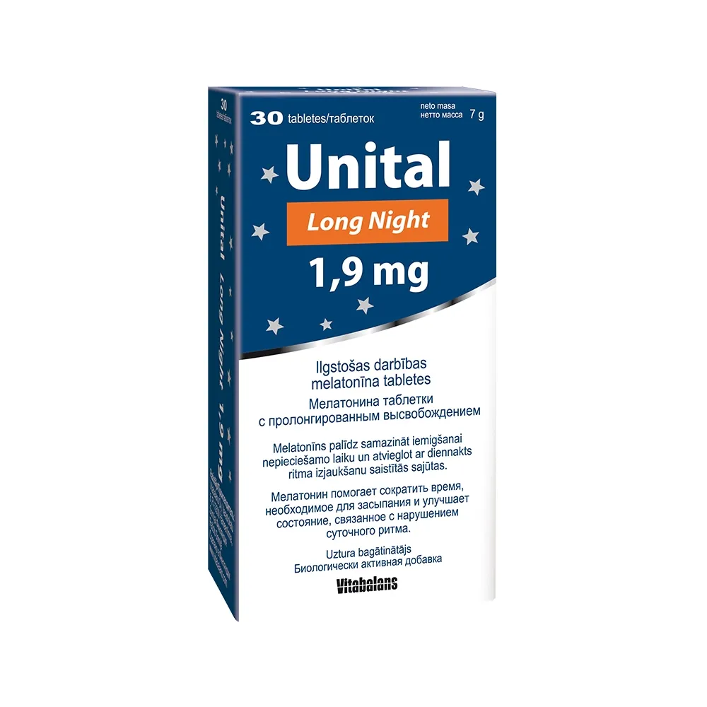 Unital Long Night 1,9 mg tabletes, 30 gab - Produkta attēls 