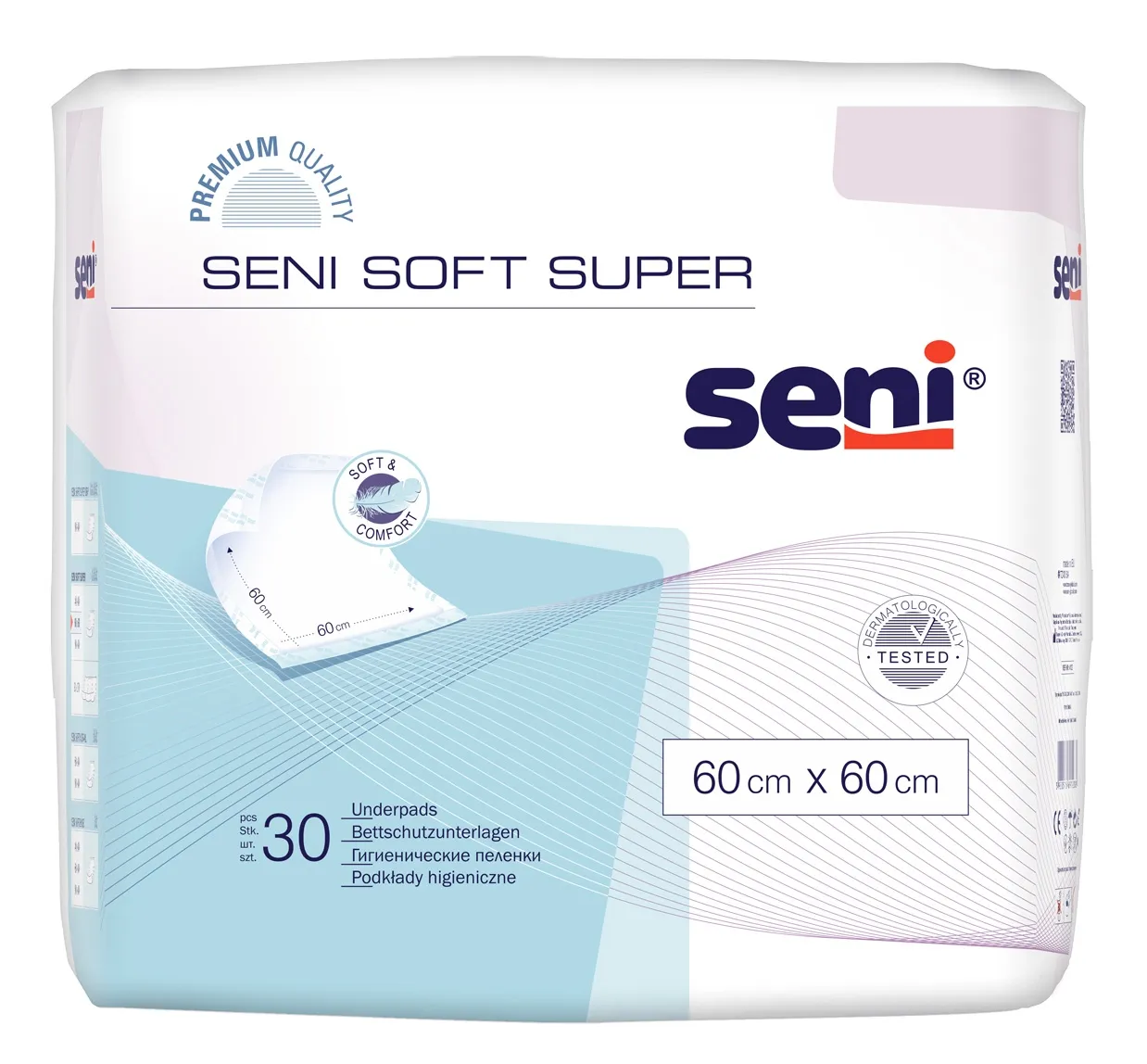 SENI SOFT SUPER absorbējošie paladziņi, 60x60 cm, 30 gab. - Produkta attēls 
