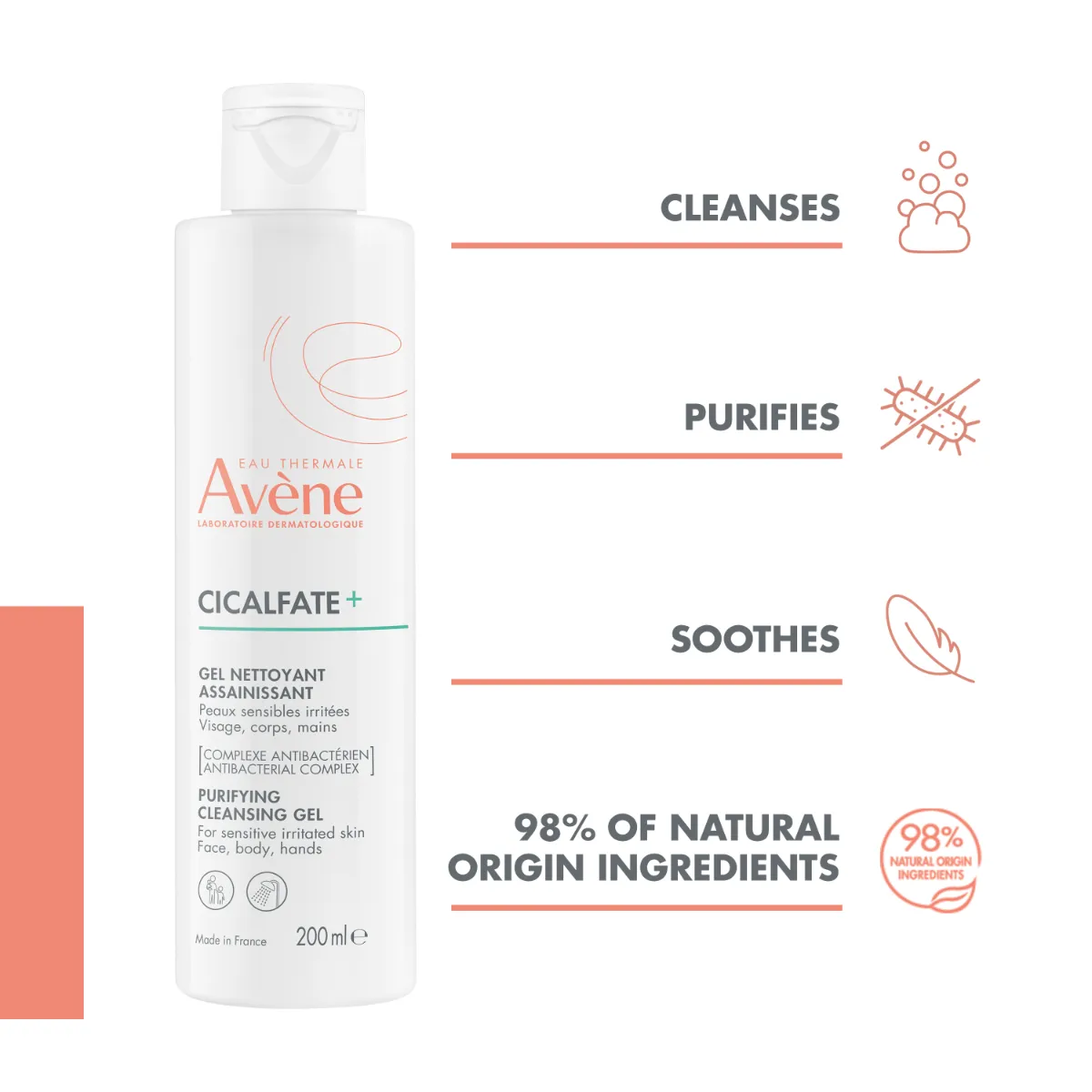 AVENE Cicalfate+ attīrošs gels, 200 ml - Produkta attēls 2