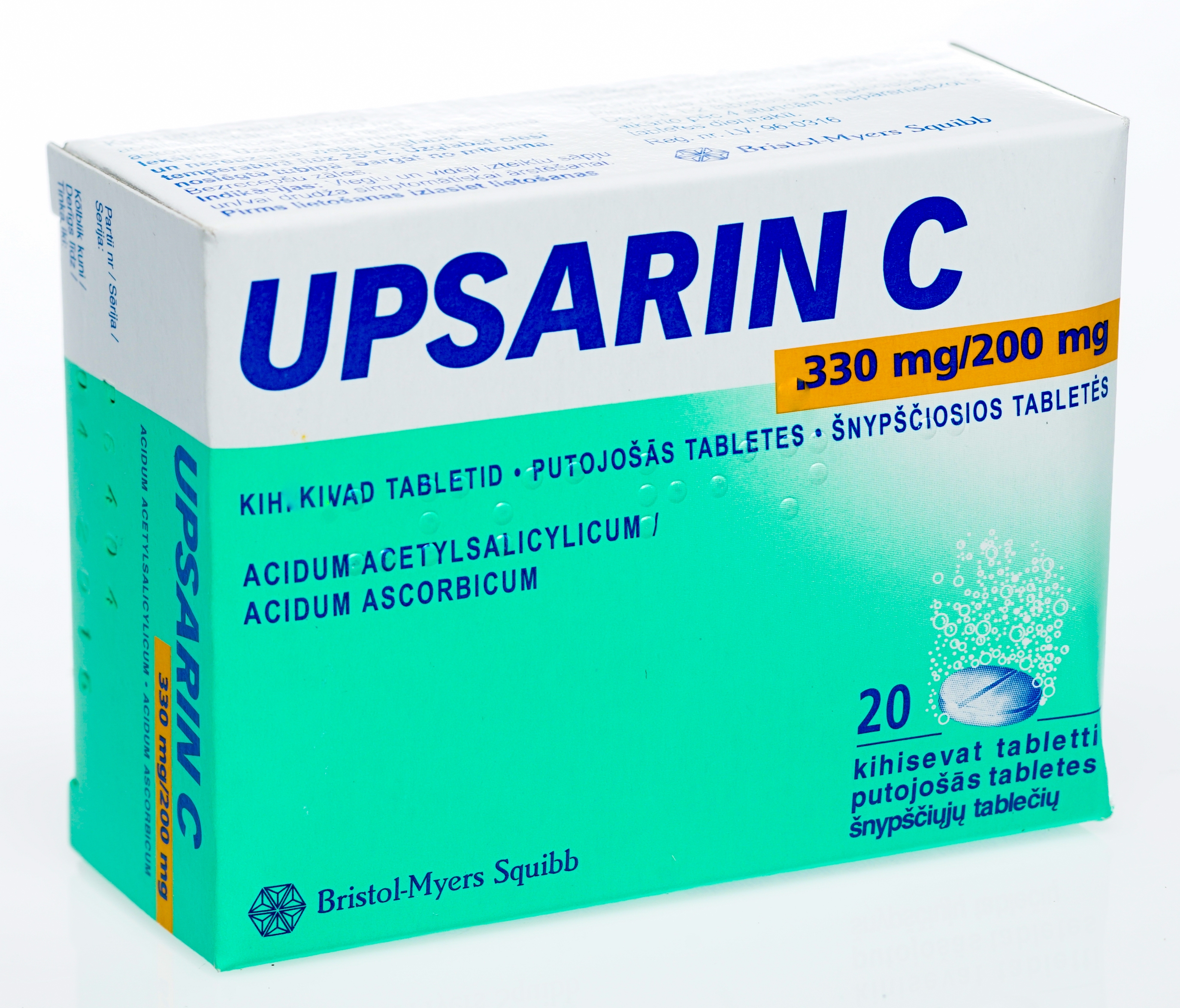 UPSARIN C 330 mg / 200 mg putojošās tabletes, 20 gab. - Produkta attēls 