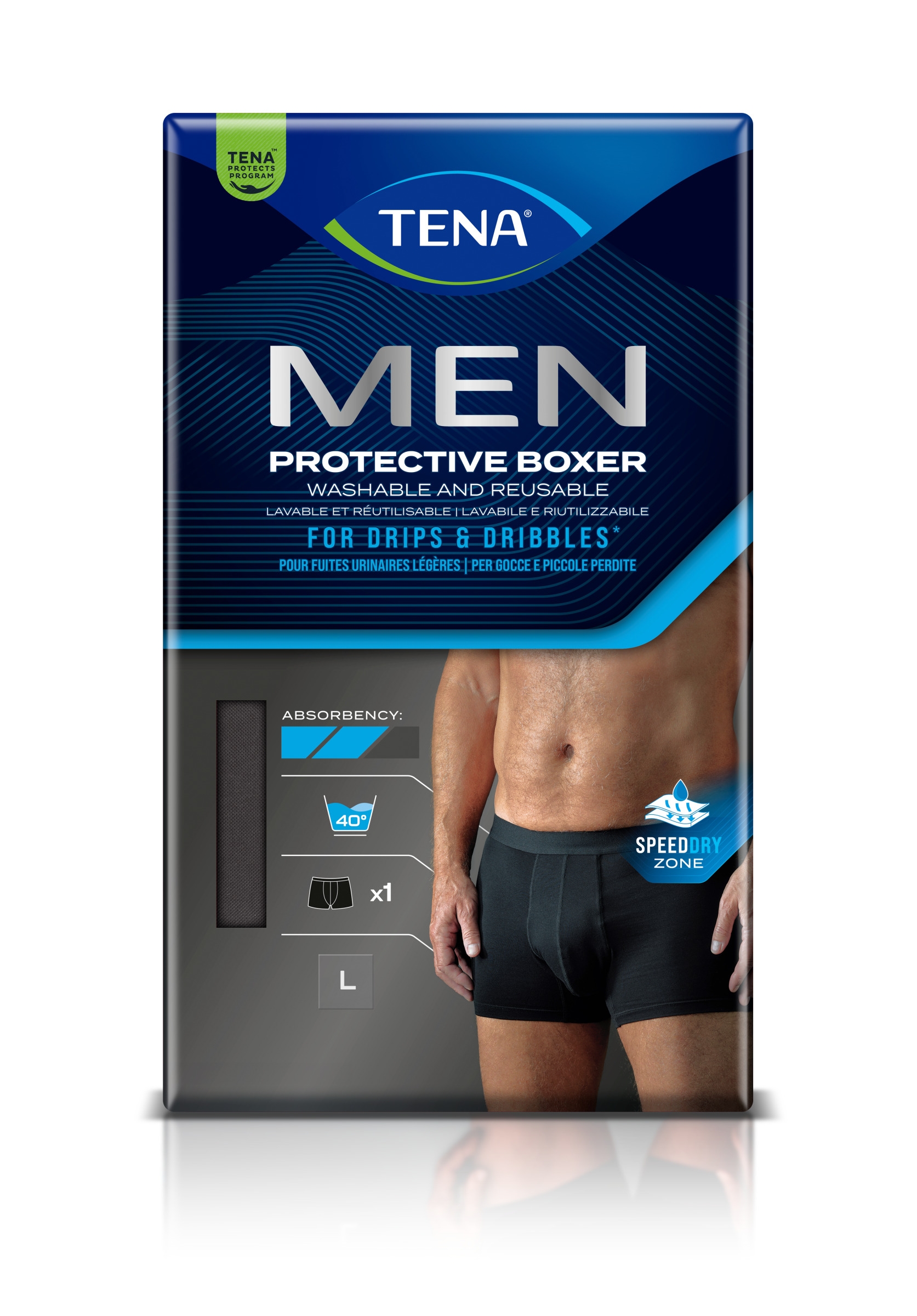 TENA Men Protective Boxer aizsargājoša apakšveļa vīriešiem, L izmērs, - Produkta attēls 