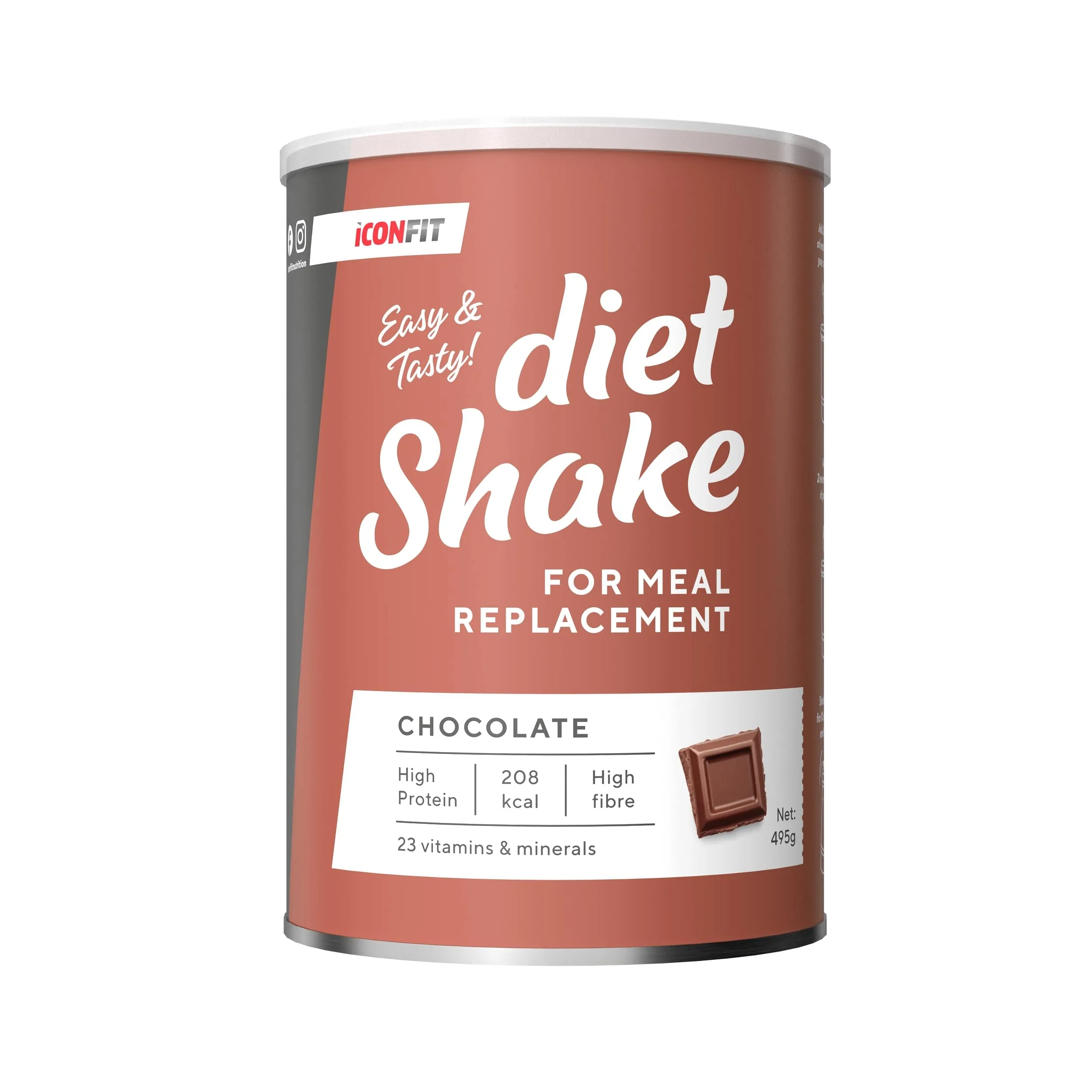 ICONFIT Diet Shake (ar šokolādes garšu) pulveris, 495 g. - Produkta attēls 