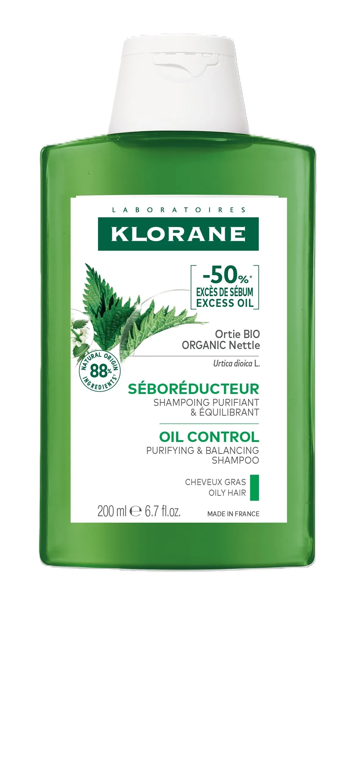 KLORANE šampūns ar nātrēm, 200ml - Produkta attēls 
