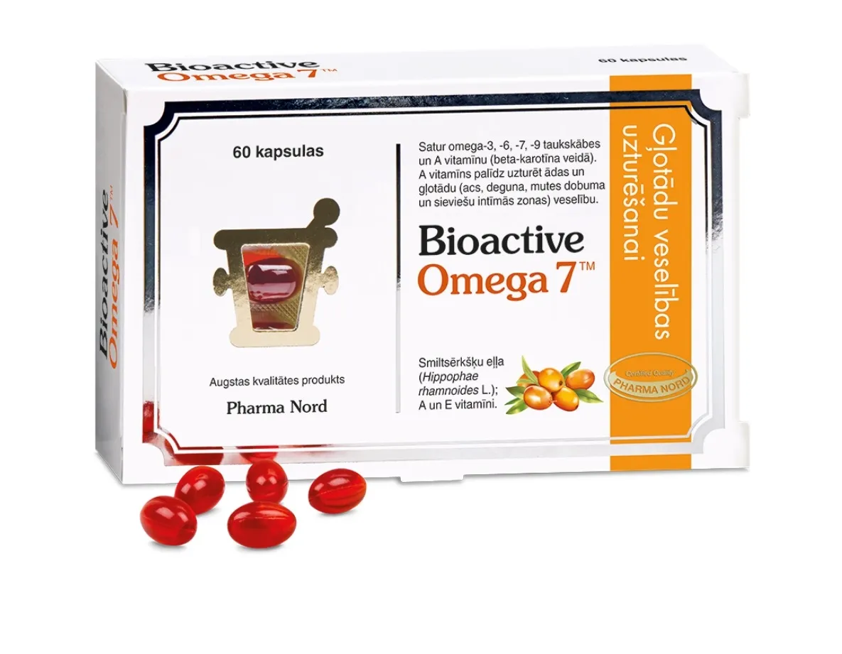 BIOACTIVE Omega 7 kapsulas, 60 gab. - Produkta attēls 