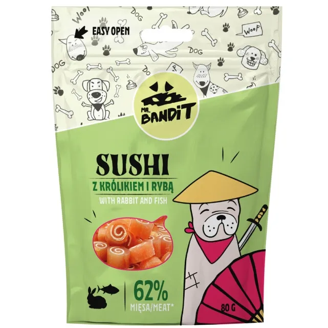 MR.BANDIT SUSHI SUŠI ROLLI TRUSIS AR ZIVI 80G - Produkta attēls 