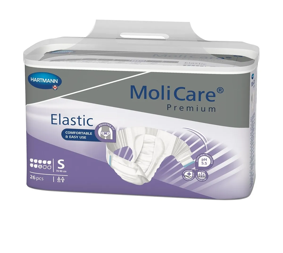 MOLICARE Premium Elastic autiņbikses (S izmērs, 8 piles), 26 gab - Produkta attēls 