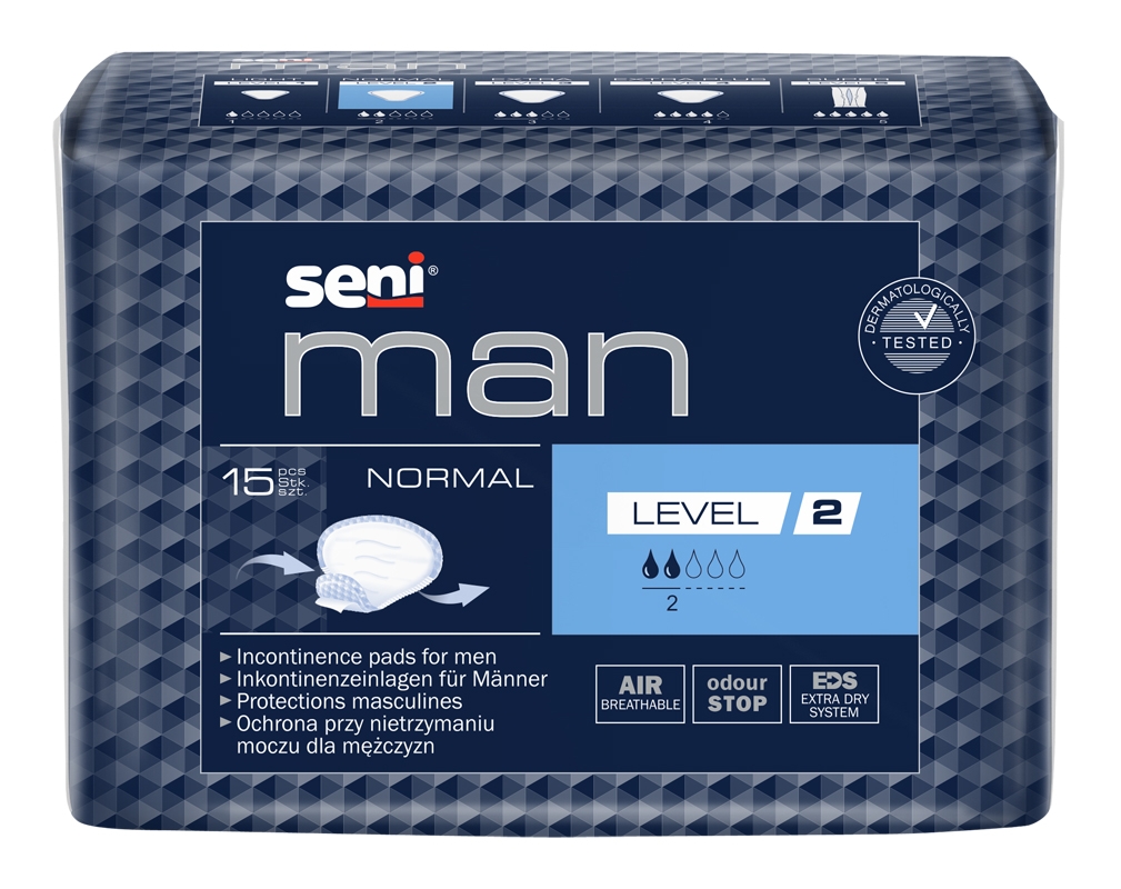 SENI MAN NORMAL (Level 2) uroloģiskie ieliktņi vīriešiem, 15 gab. - Produkta attēls 
