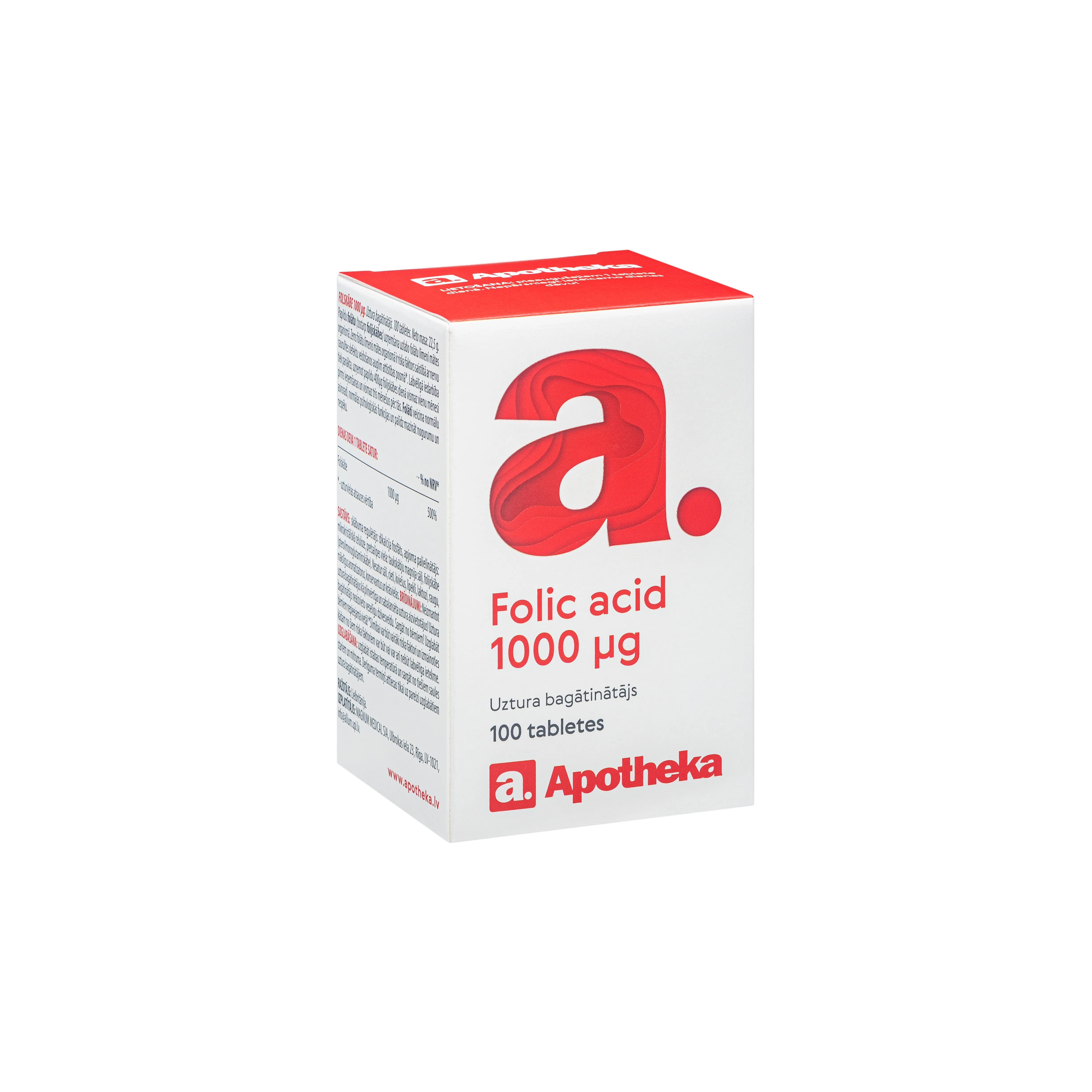 APOTHEKA Folskābe 1000 mcg tabletes, 100 gab. - Produkta attēls 