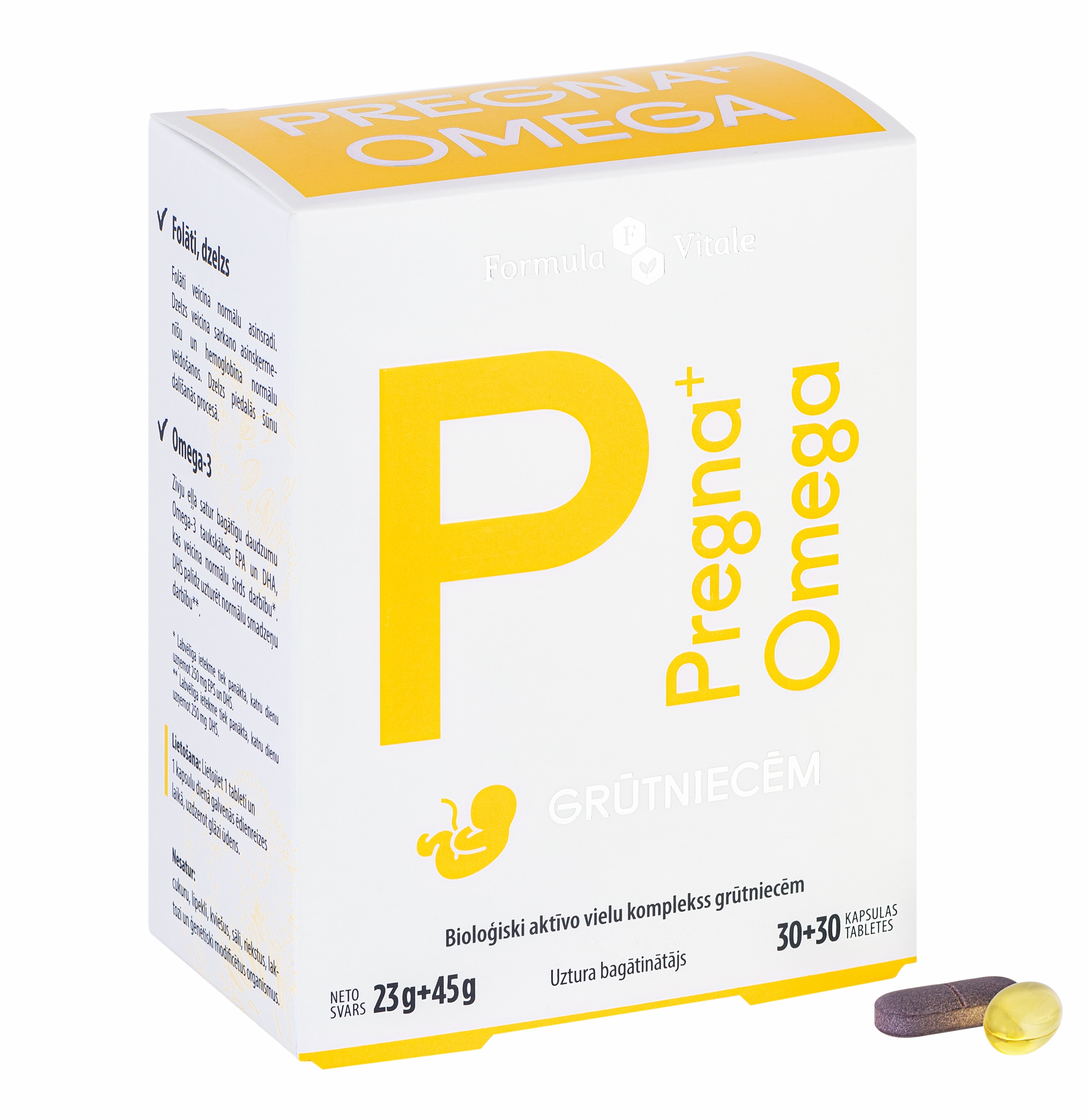 FORMULA VITALE Pregna+ Omega tabletes 30 gab., kapsulas 30 gab. - Produkta attēls 