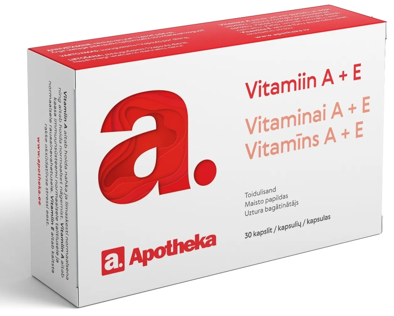 APOTHEKA  A+E vitamīns kapsulas, 30 gab - Produkta attēls 
