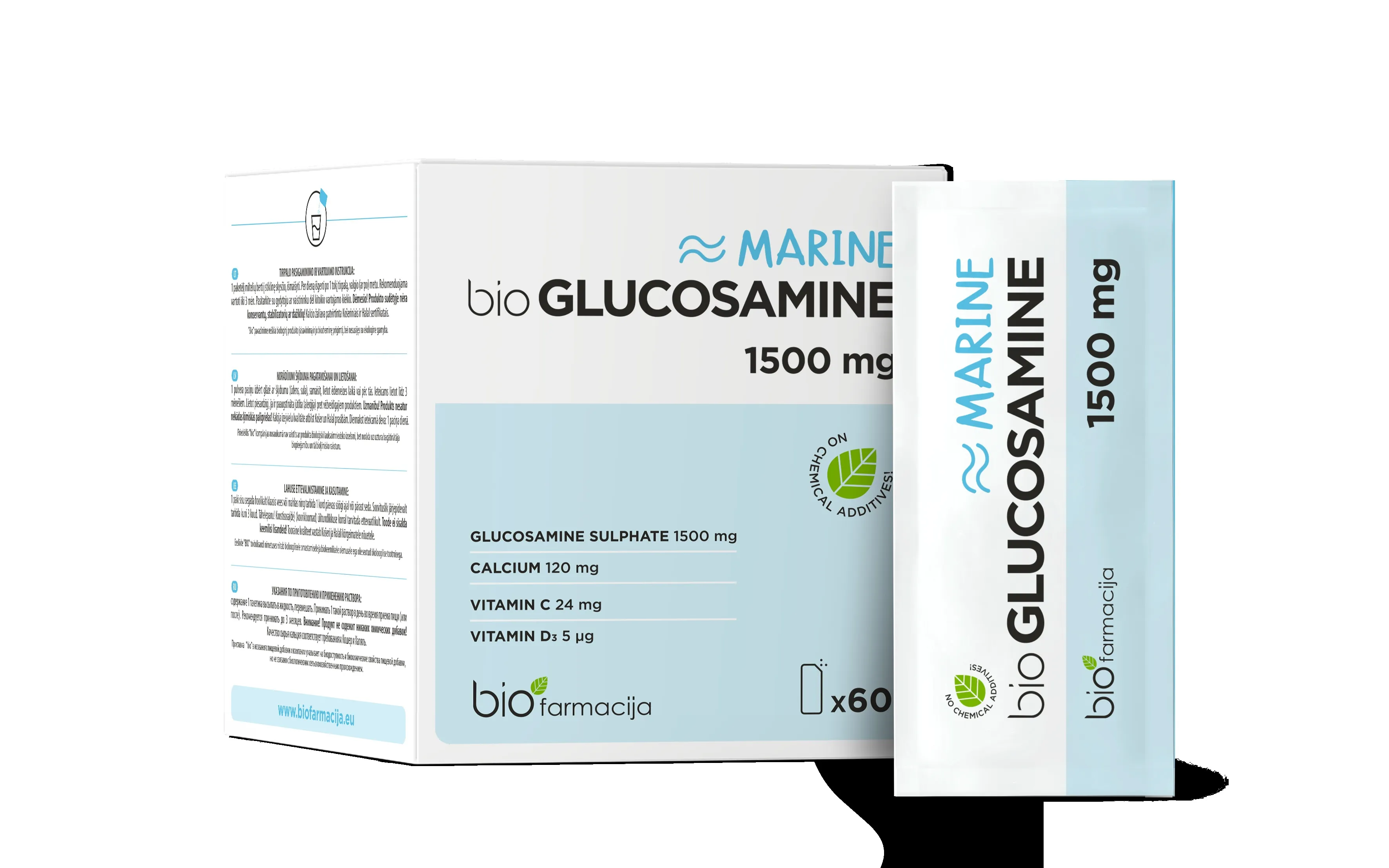 BIO Glucosamine Marine 1500 mg pulveris, 60 gab. - Produkta attēls 