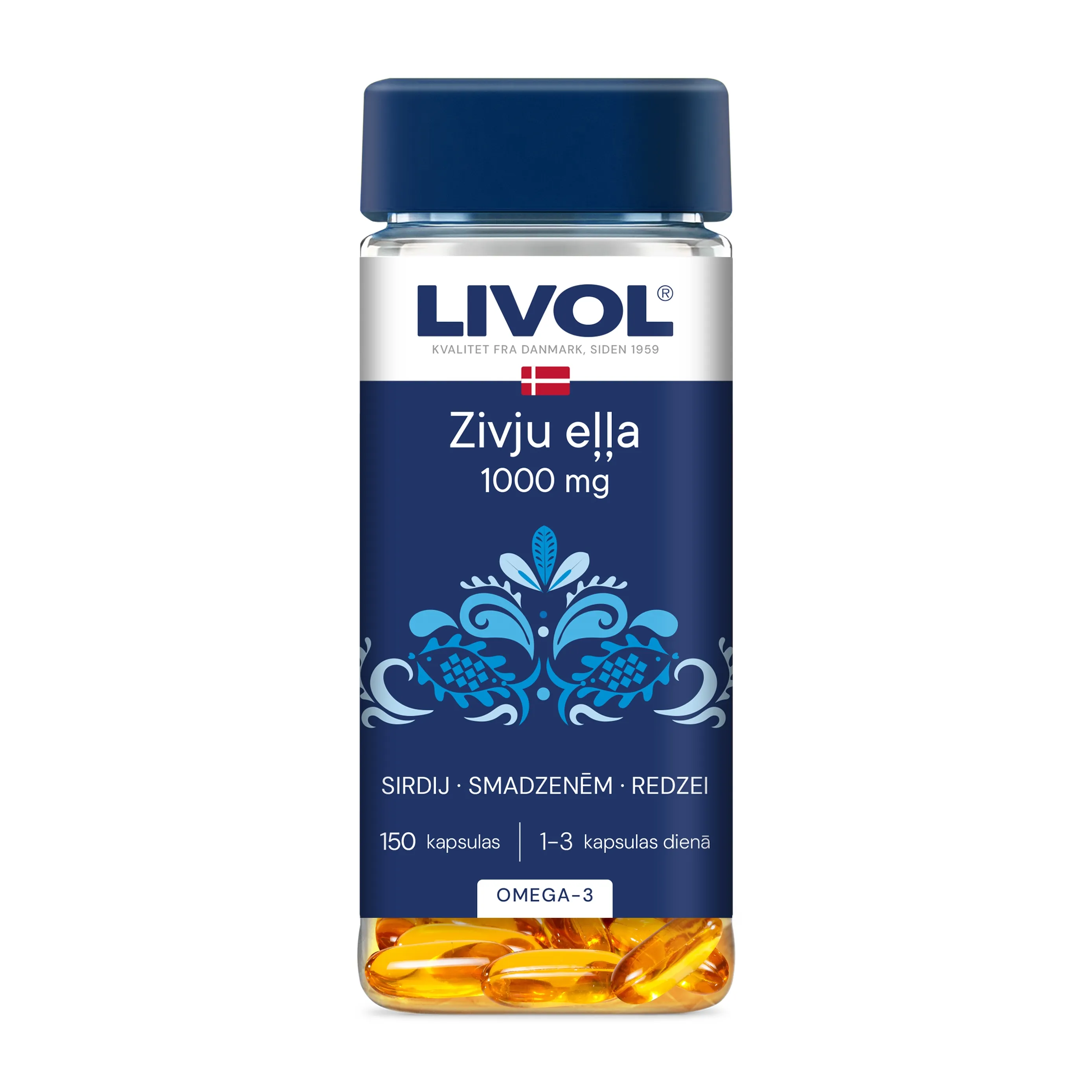 LIVOL Zivju eļļa 1000 mg kapsulas, 150 gab - Produkta attēls 
