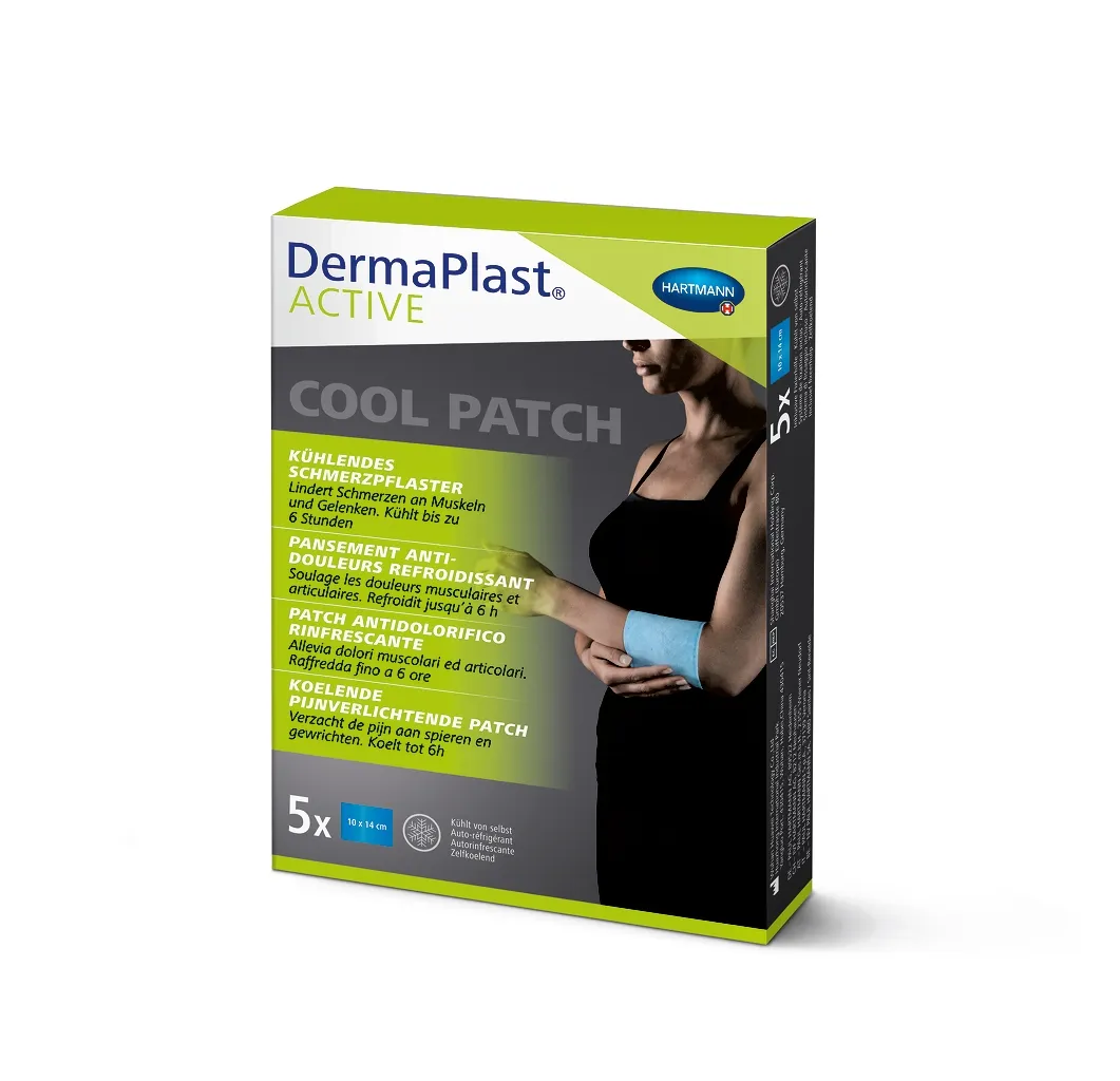 DERMAPLAST Active Cool plāksteri, 10 x 14 cm, 5 gab. - Produkta attēls 