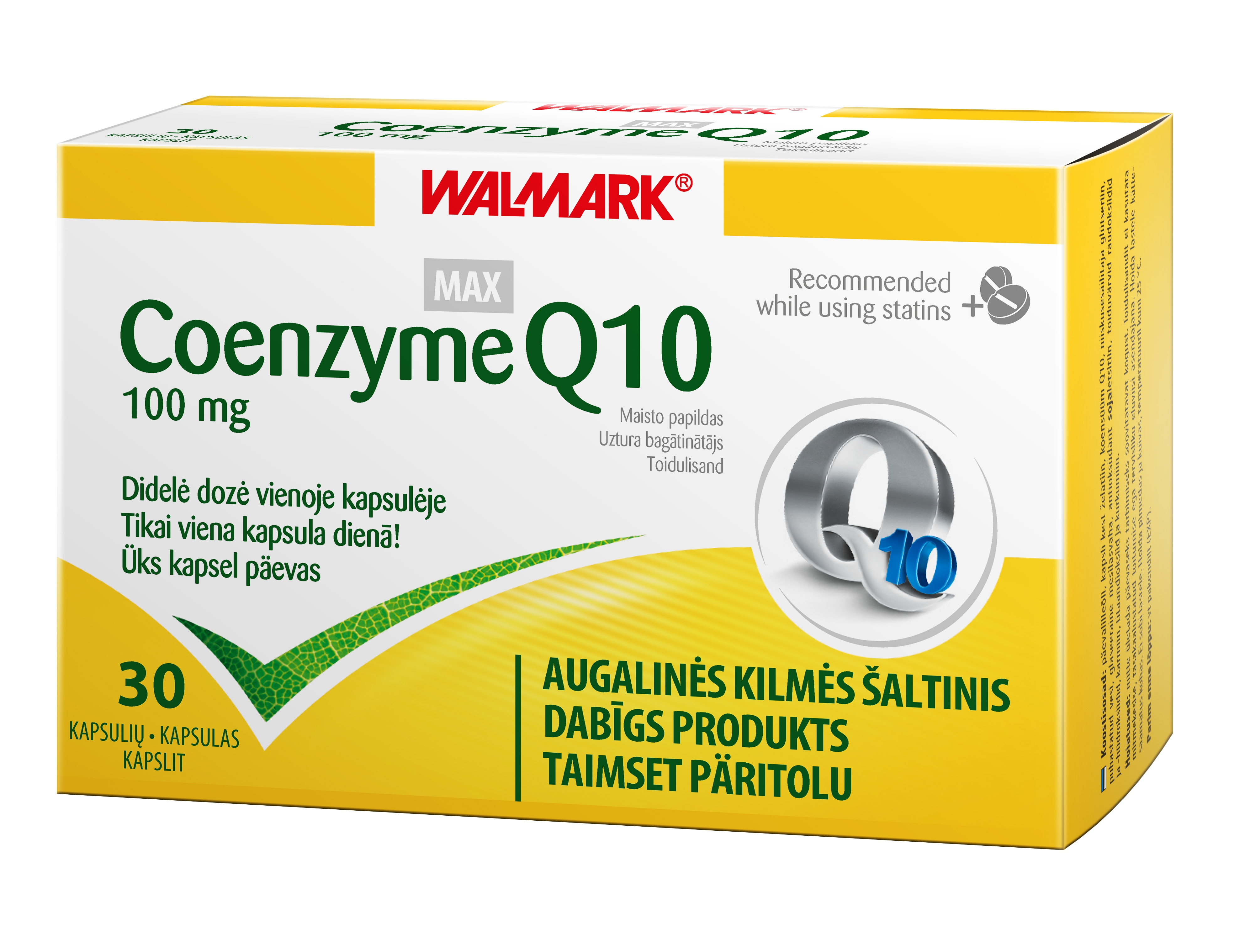 WALMARK Koenzīms Q10 Max 100mg kapsulas, 30 gab. - Produkta attēls 