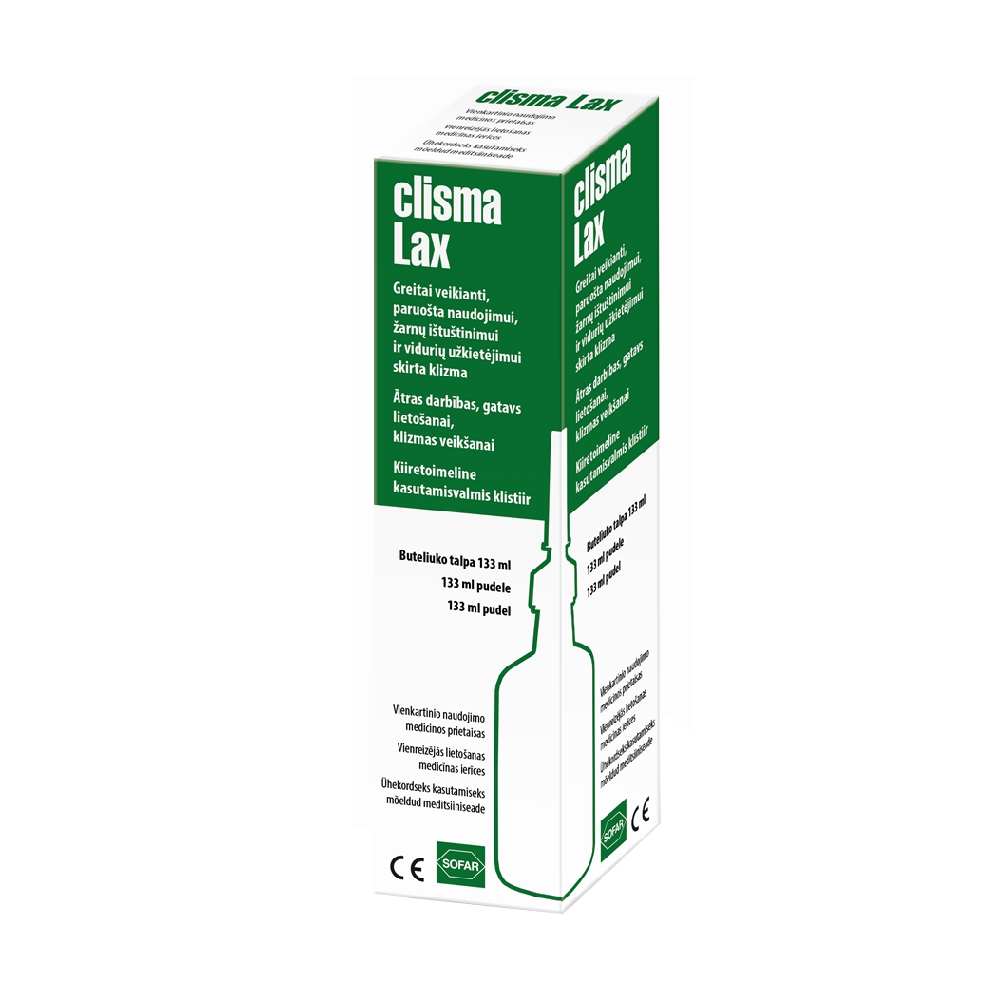 CLISMA-LAX vienreizlietojamās klizmas, 133 ml, 1 gab. - Produkta attēls 