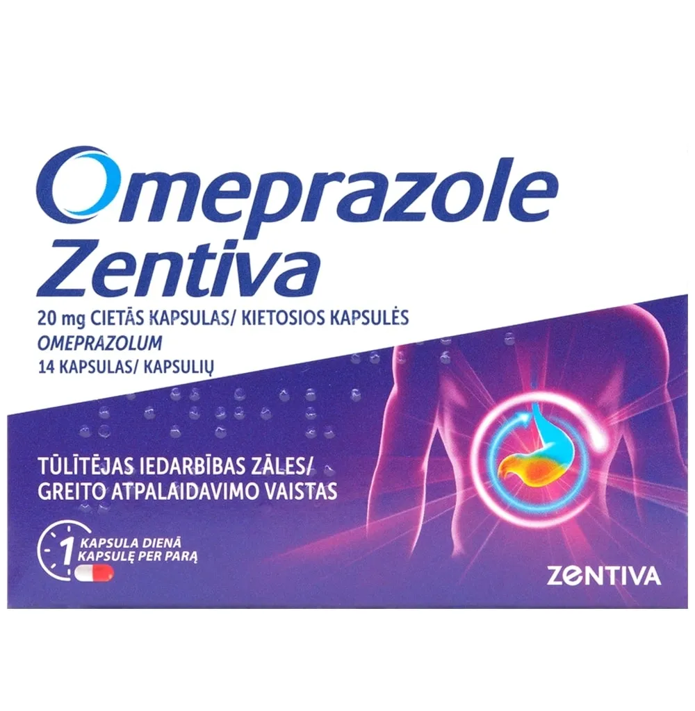 OMEPRAZOLE ZENTIVA 20MG CPS N14 - Produkta attēls 
