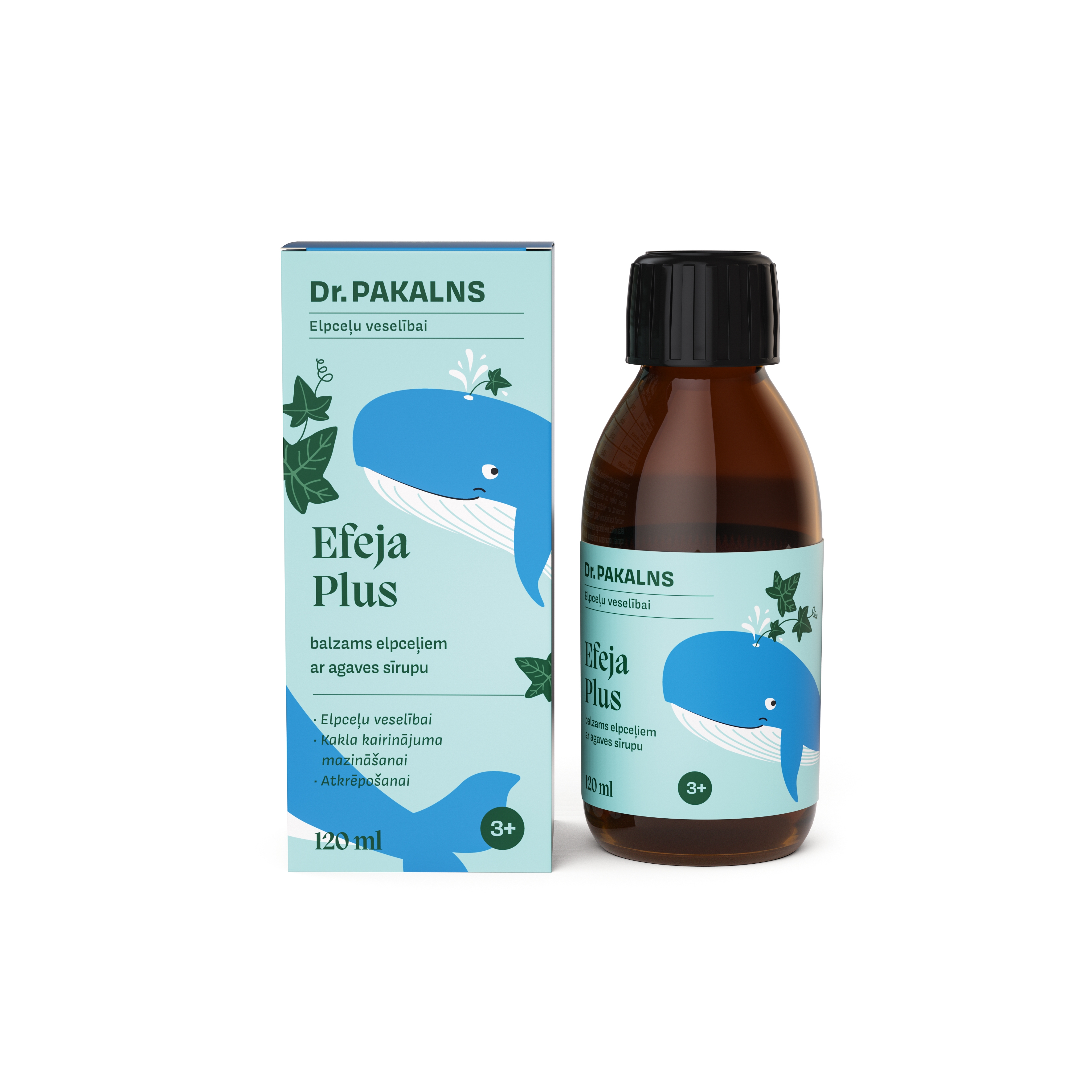DR.PAKALNS Efeja Plus balzams elpceļiem ar agaves sīrupu (bērniem), 12 - Produkta attēls 