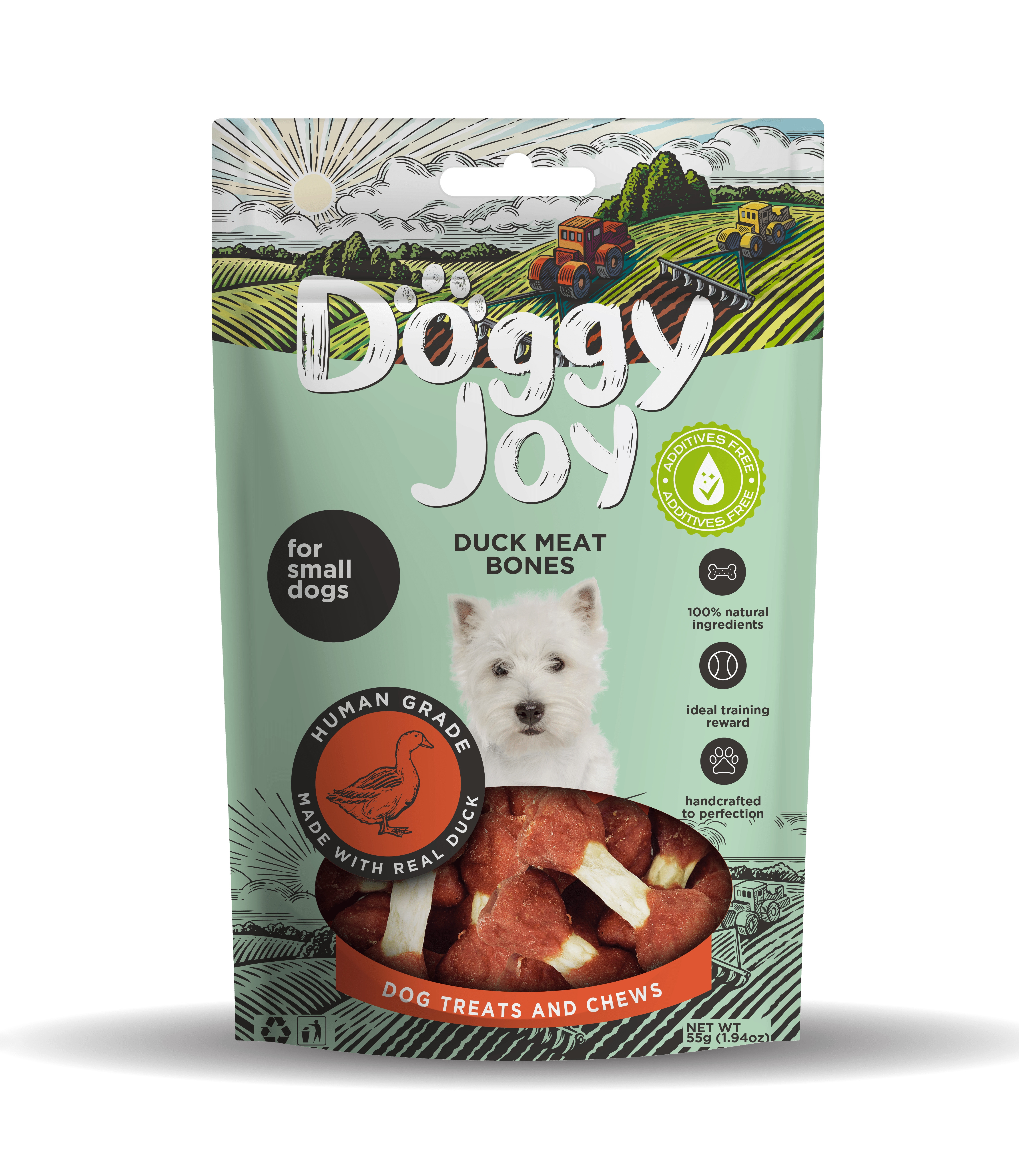 DOGGY JOY PĪLES GAĻAS KAULIŅI MAZIEM SUŅIEM 55G - Produkta attēls 