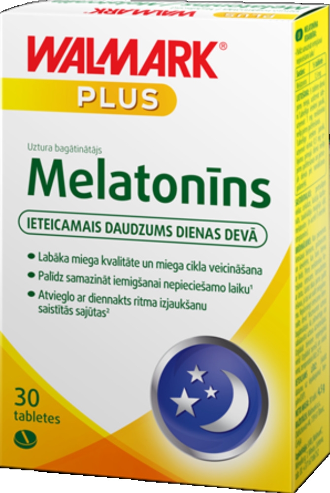 WALMARK Melatonīns 3mg tabletes, 30 gab. BOJĀTS IEP - Produkta attēls 
