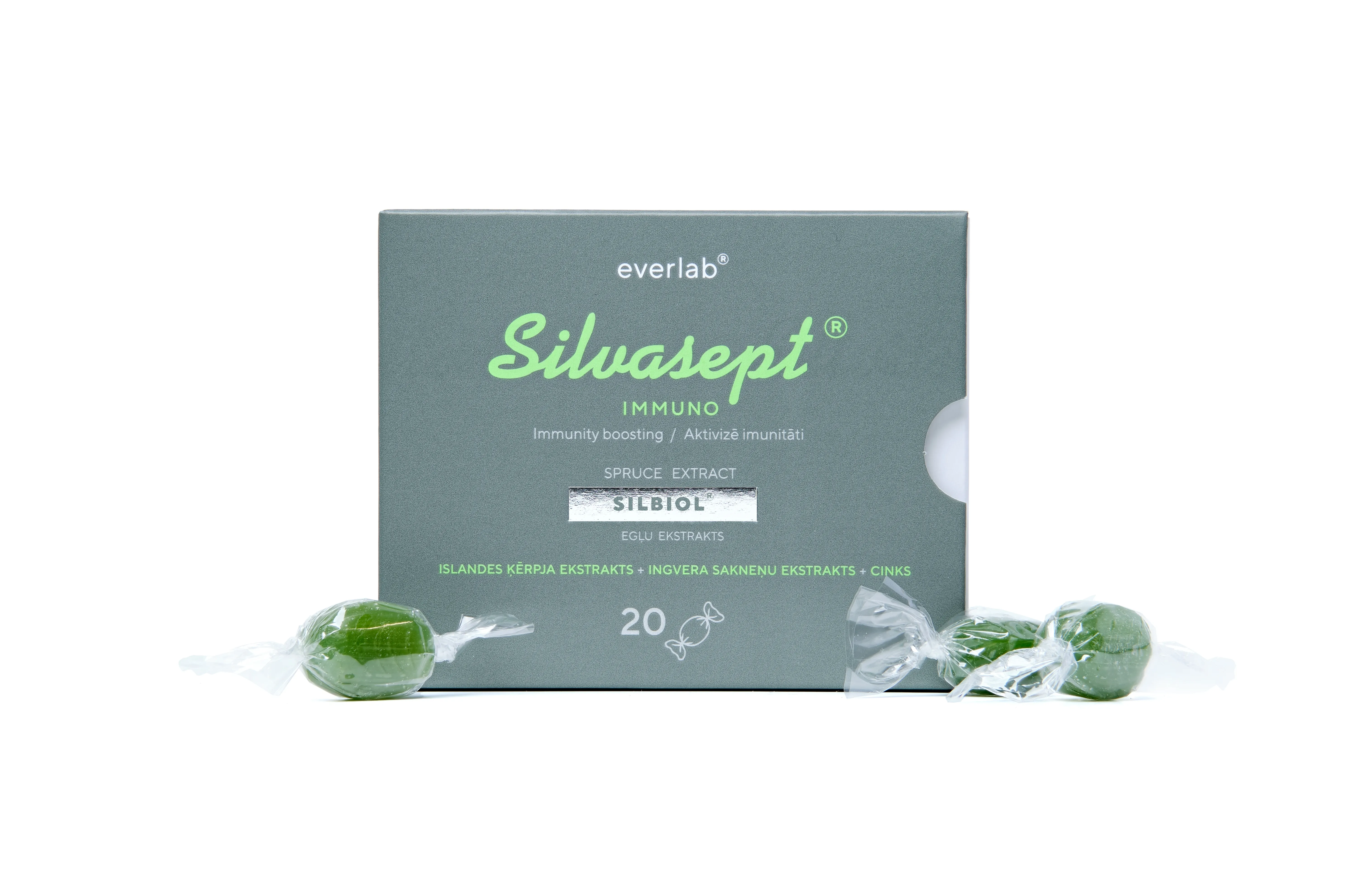 SILVASEPT Immuno karameles, 20 gab - Produkta attēls 