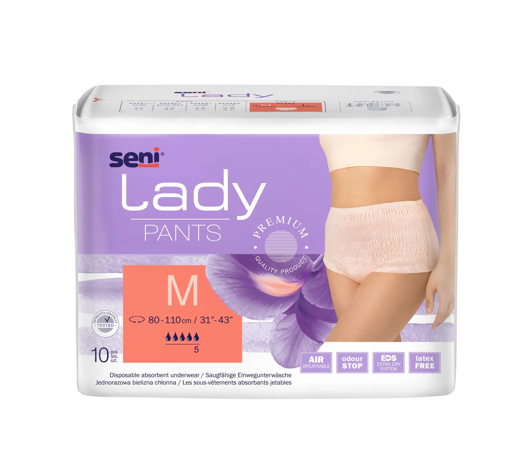 SENI LADY PANTS uzsūcoša apakšveļa sievietēm, M izmērs, 10 gab. - Produkta attēls 