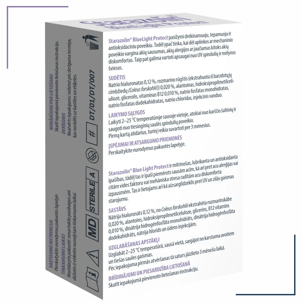 STARAZOLIN BlueLight Protect Sterili, mitrinoši acu pilieni, 10 ml - Produkta attēls 2